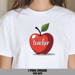 Teacher PNG Teacher Apple Illustration Integrated Text Design Sublimation Design Commercial Use POD