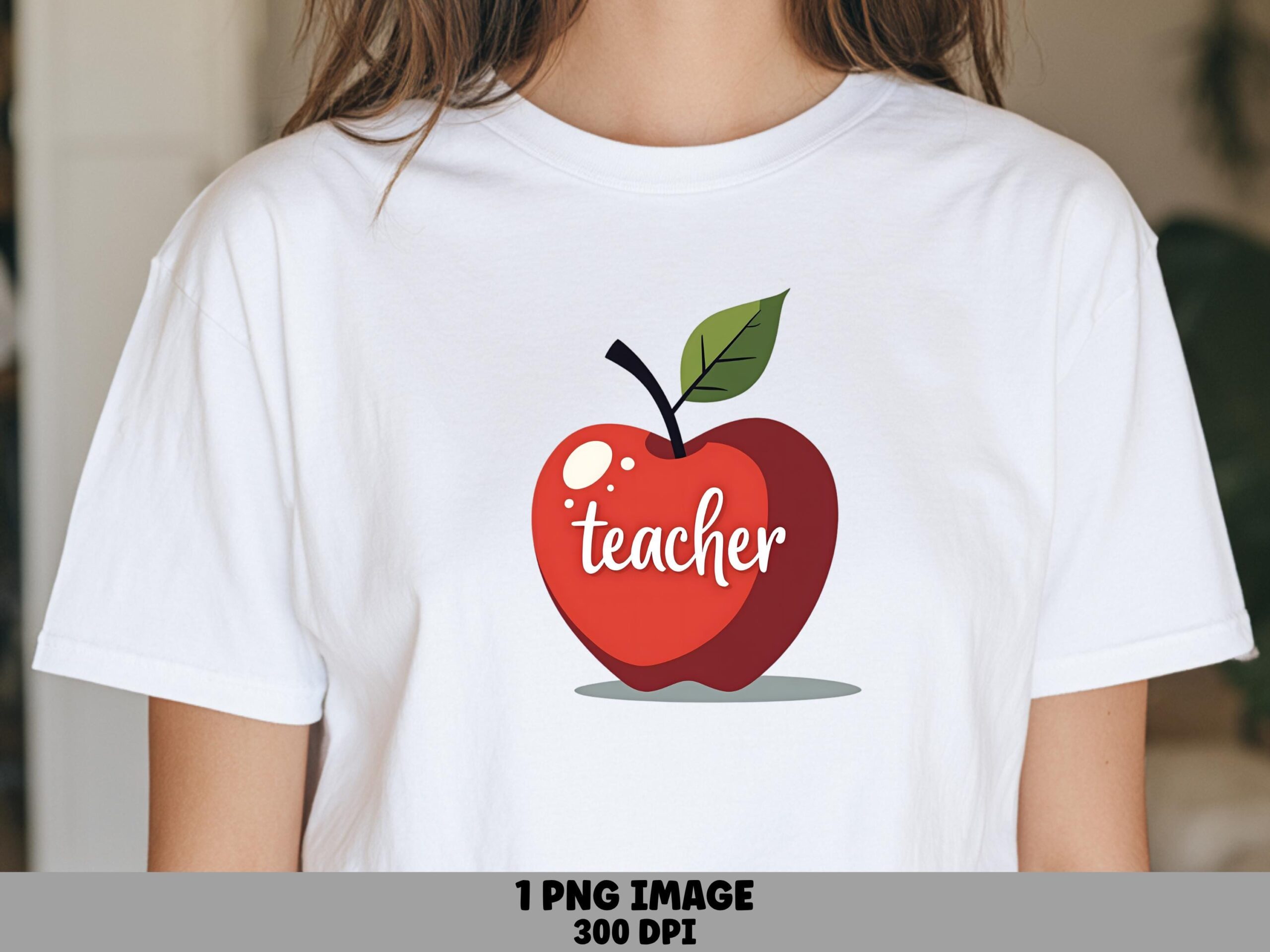 Teacher PNG Teacher Apple Illustration Integrated Text Design Sublimation Design Commercial Use POD