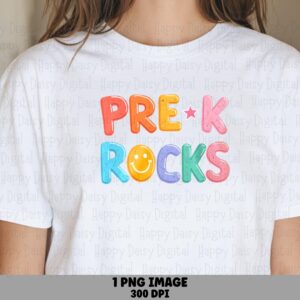 Pre-K Rocks PNG Pre-K Rocks Colorful Stacked Text Sublimation Design Commercial Use POD