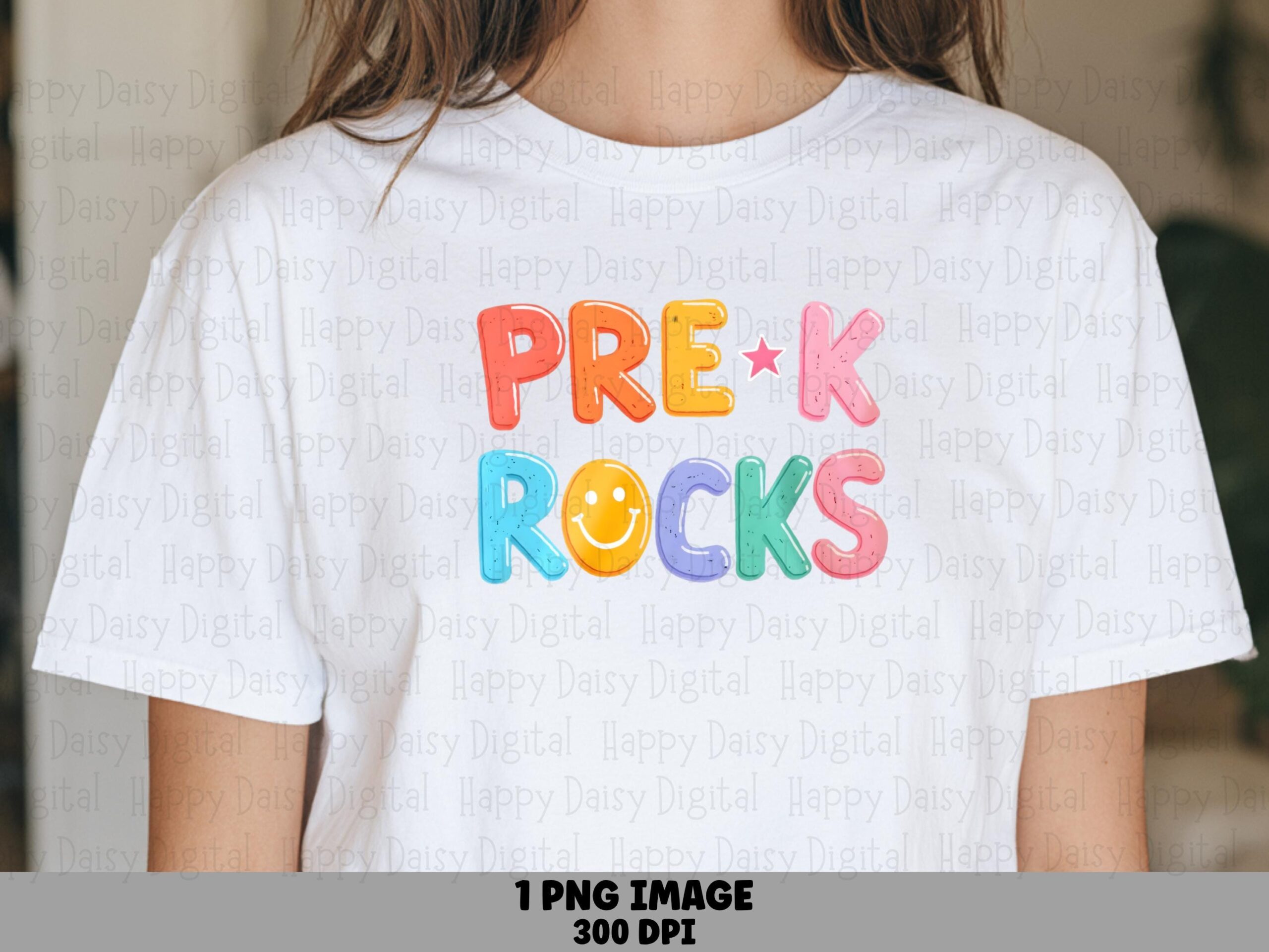 Pre-K Rocks PNG Pre-K Rocks Colorful Stacked Text Sublimation Design Commercial Use POD