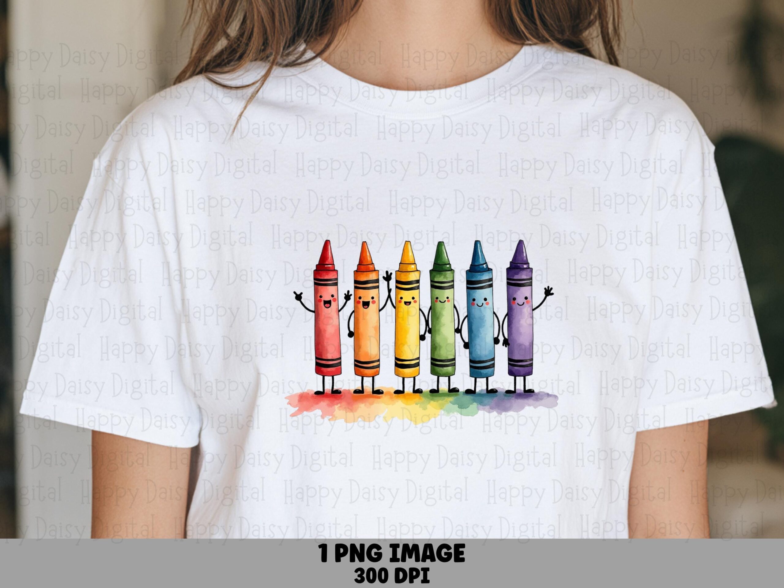Watercolor Crayons PNG Watercolor Crayons Colorful Illustration Sublimation Design Commercial Use POD