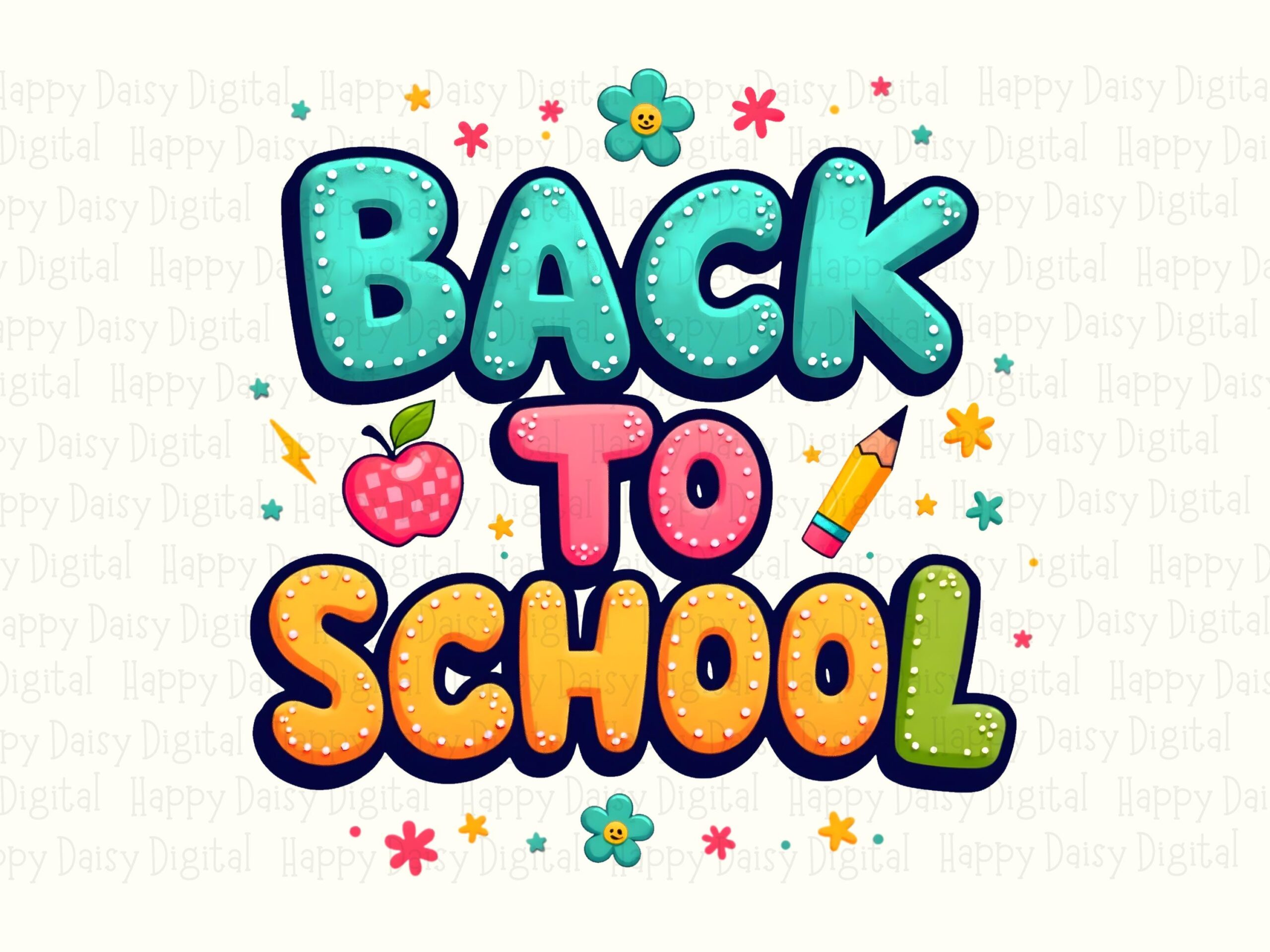 Back To School PNG Back To School Bold Colorful Stacked Text Sublimation Design Commercial Use POD - Image 2