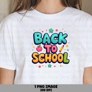 Back To School PNG Back To School Bold Colorful Stacked Text Sublimation Design Commercial Use POD