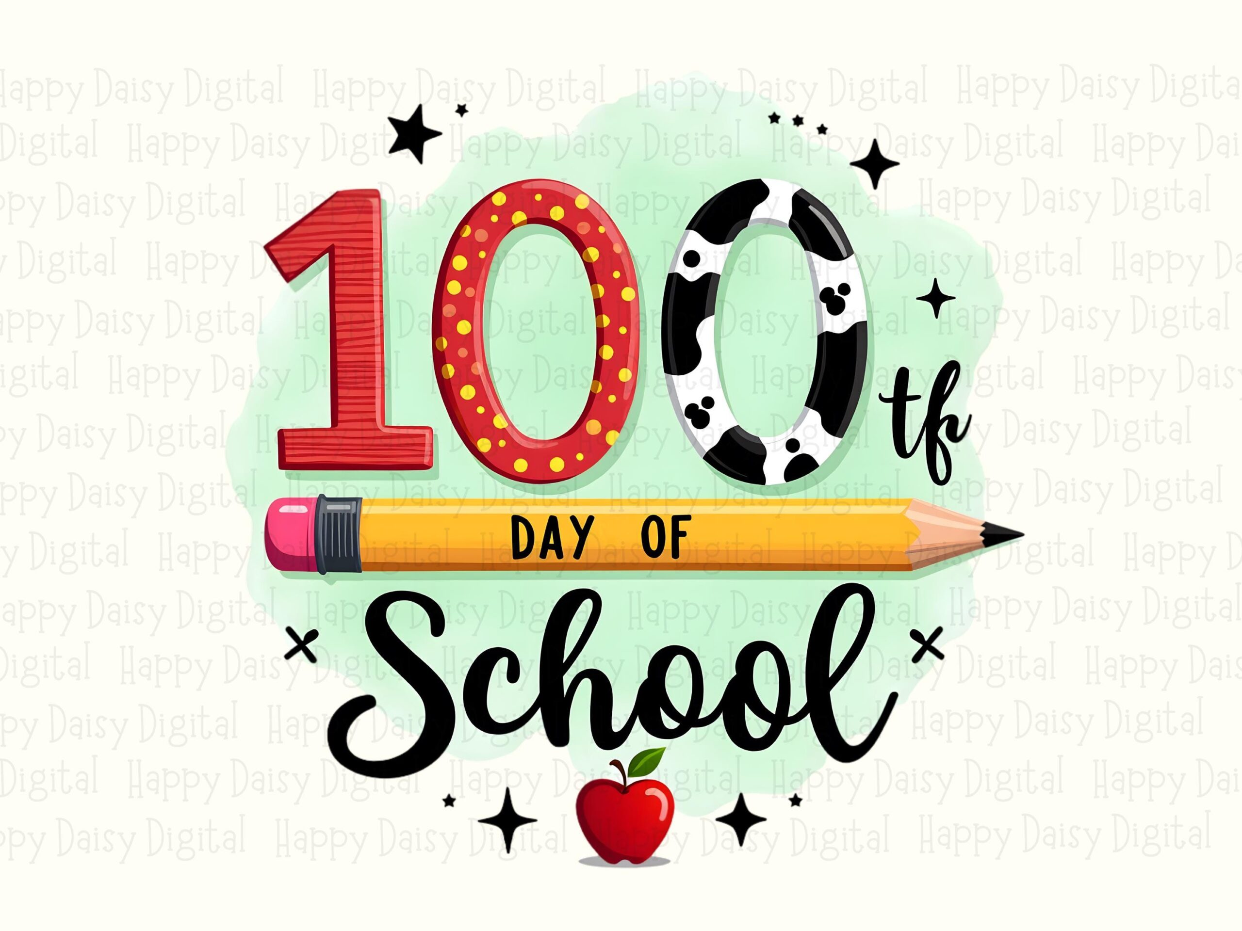 100th Day Of School PNG 100Th Day Of School Pencil Glasses Icon Sublimation Design Commercial Use POD - Image 2