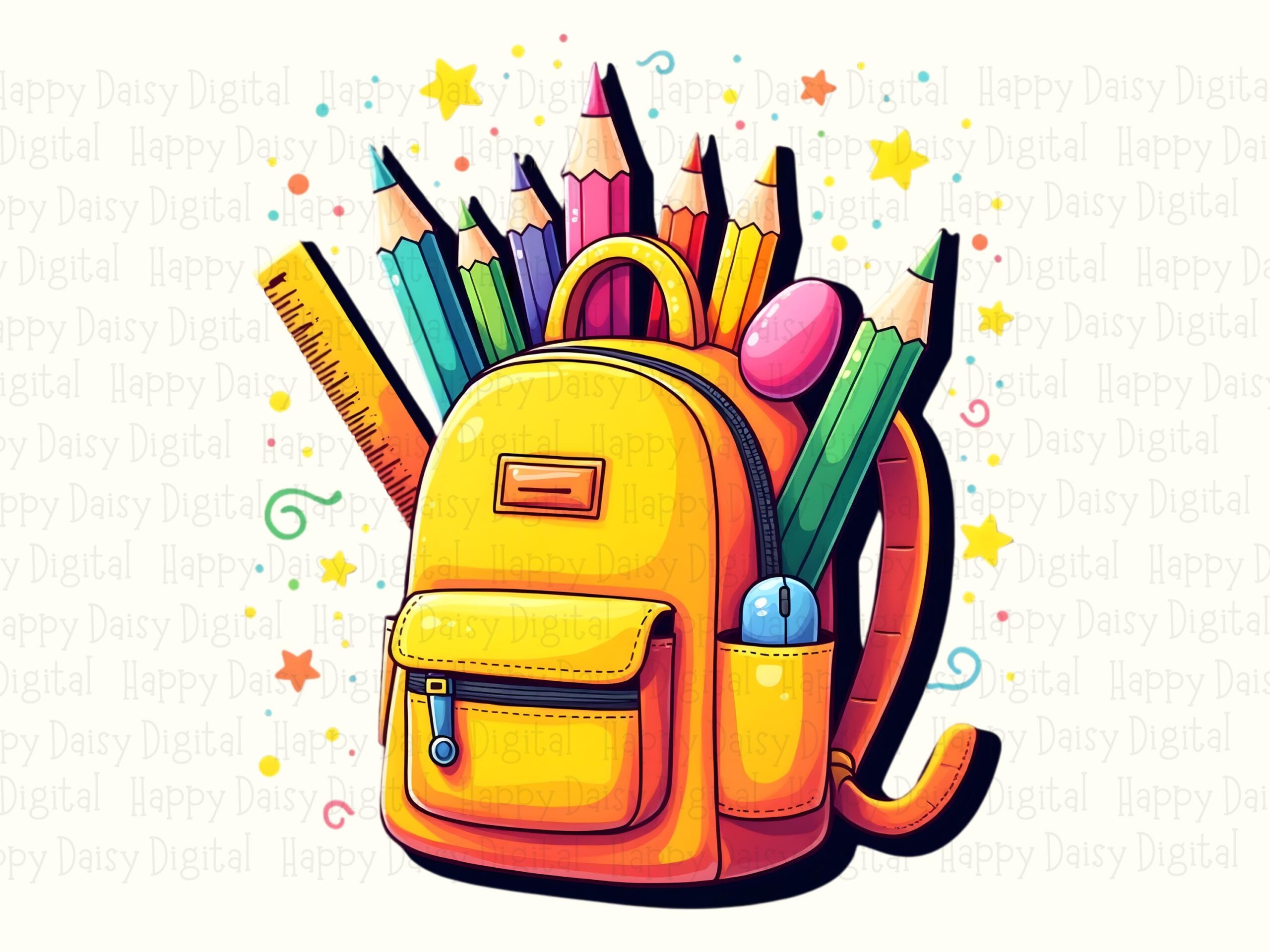 Colorful Backpack PNG Backpack Illustration Back To School Design Sublimation Design Commercial Use POD - Image 2