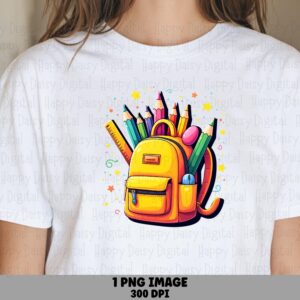 Colorful Backpack PNG Backpack Illustration Back To School Design Sublimation Design Commercial Use POD