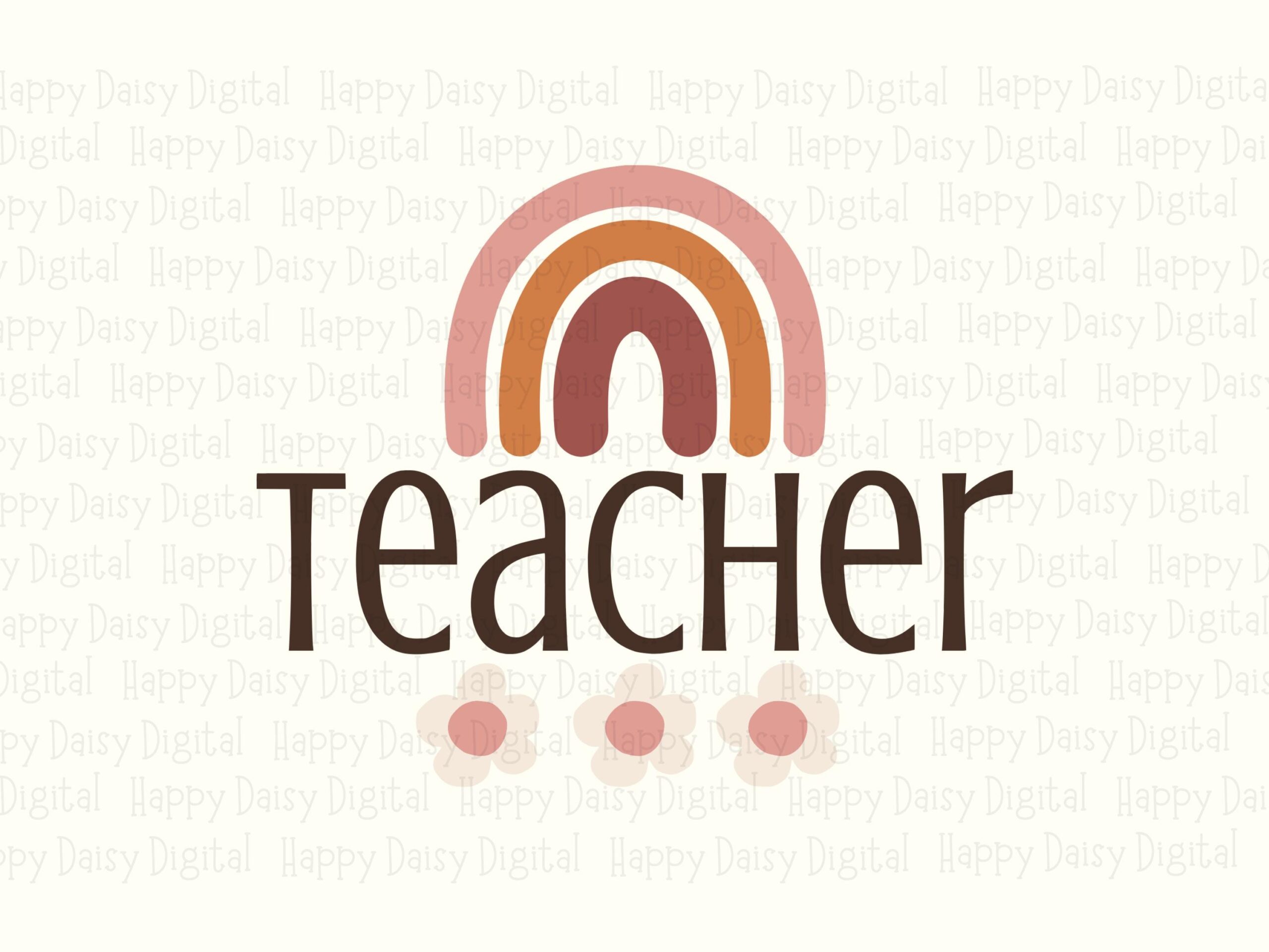 Teacher SVG PNG Teacher Rainbow Design Polka Dot Accent Cricut Silhouette Canva Commercial Use POD - Image 2