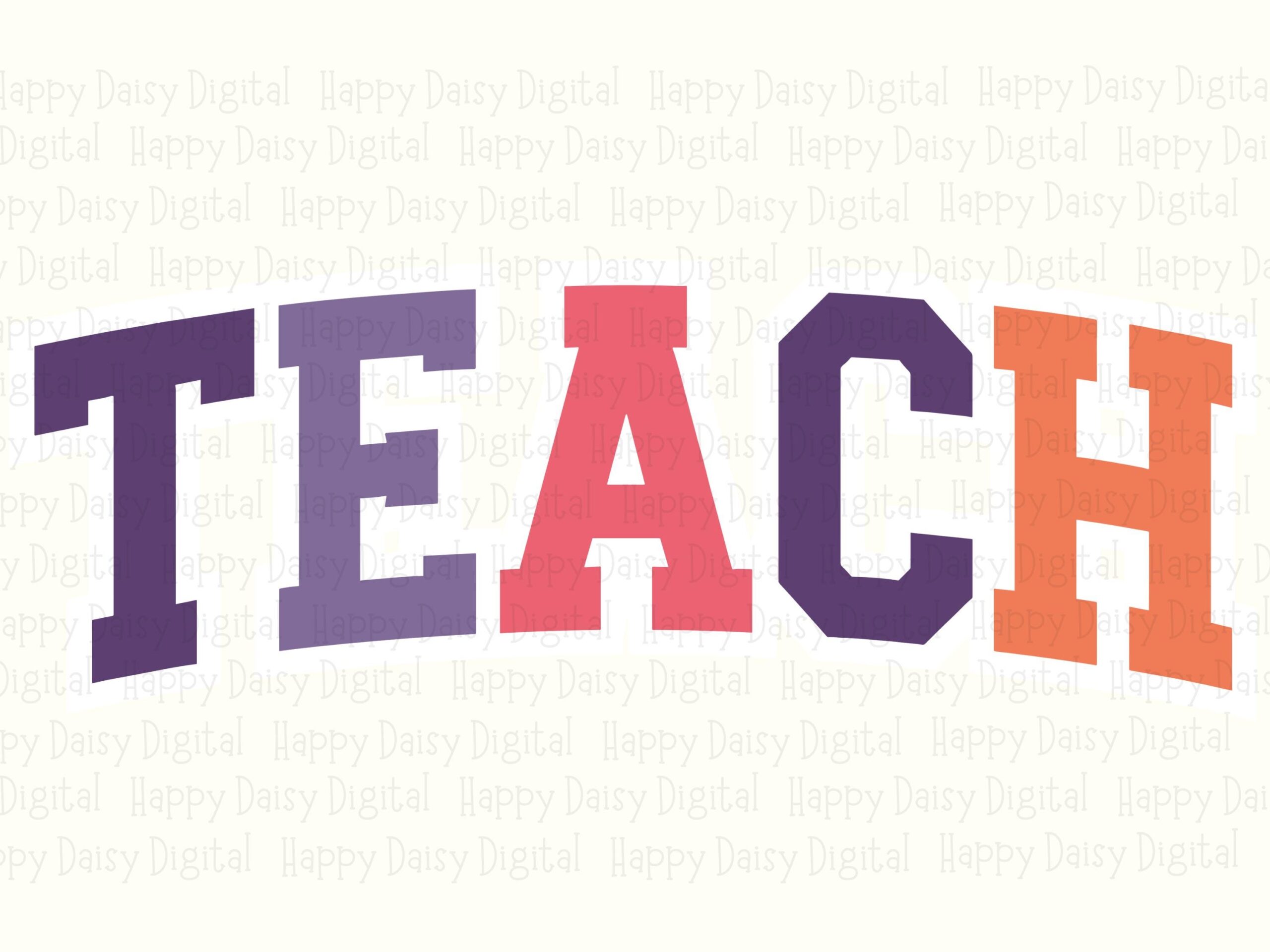 Teach SVG PNG Teach Bold Text Purple Orange Design Cricut Silhouette Canva Commercial Use POD - Image 2