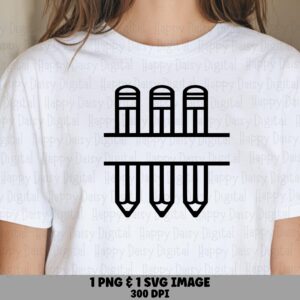 Pencils SVG PNG Pencil Icon Design Line Art Illustration Cricut Silhouette Canva Commercial Use POD
