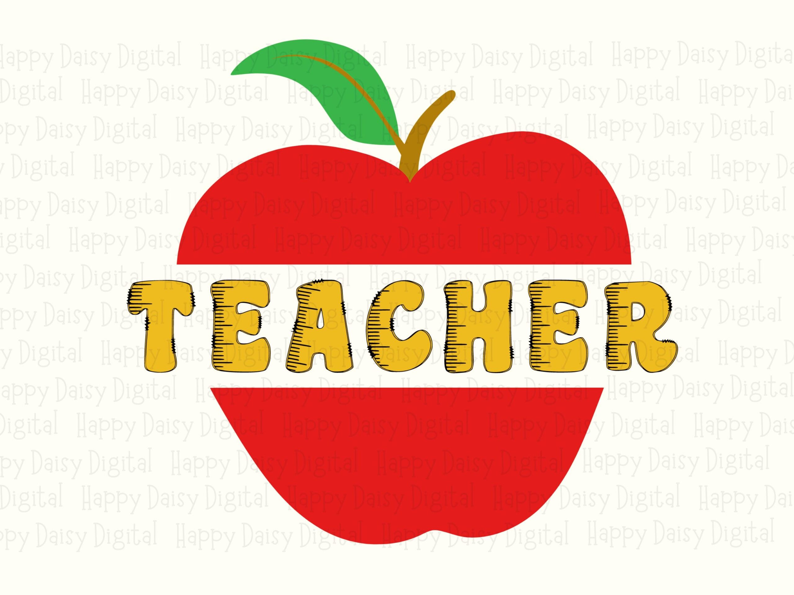 Teacher SVG PNG Teacher Apple Icon Bold Yellow Text Cricut Silhouette Canva Commercial Use POD - Image 2