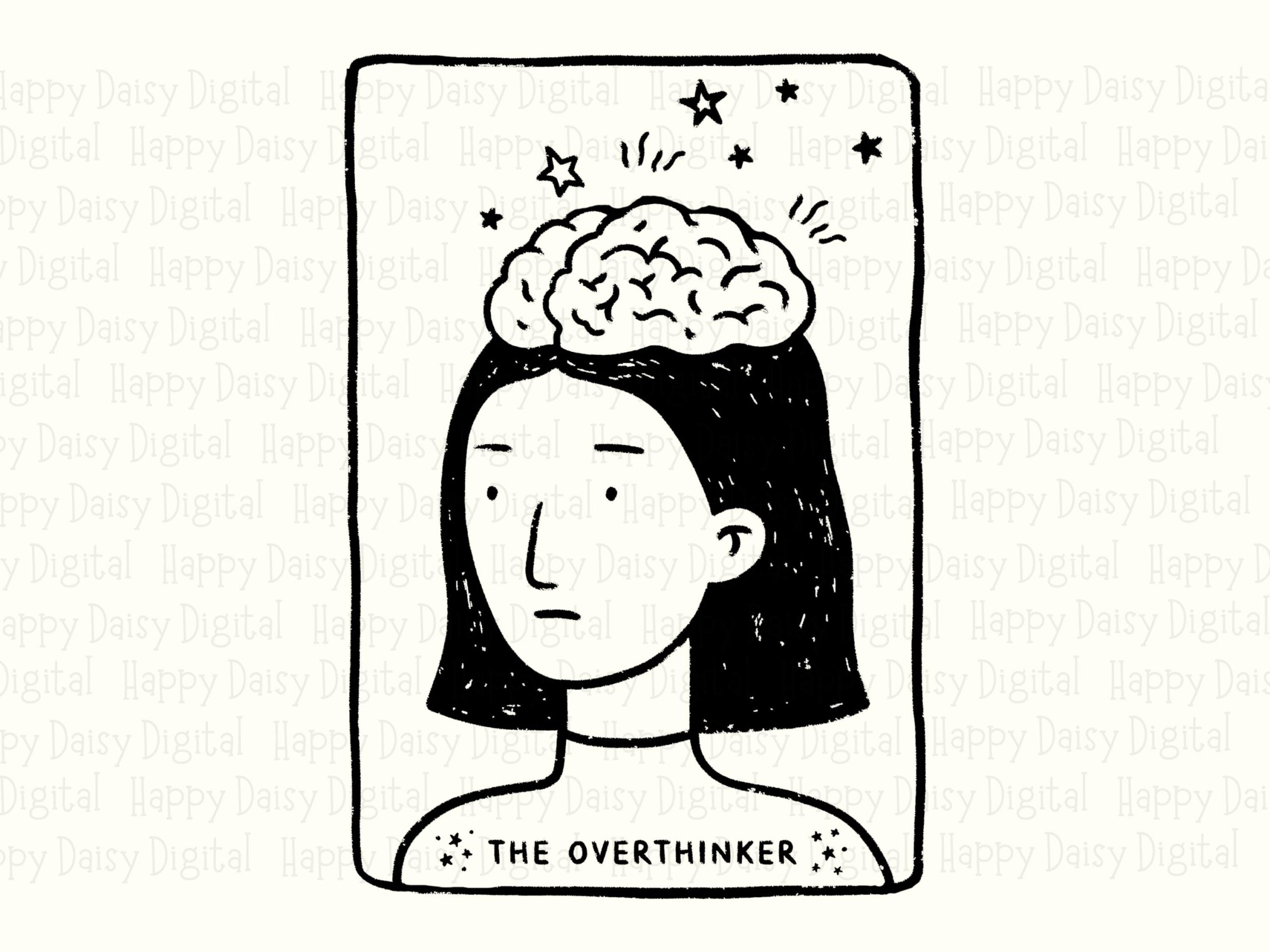 Overthinker PNG Overthinker Illustration Line Art Portrait Commercial Use POD - Image 2