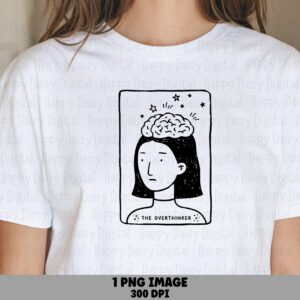 Overthinker PNG Overthinker Illustration Line Art Portrait Commercial Use POD