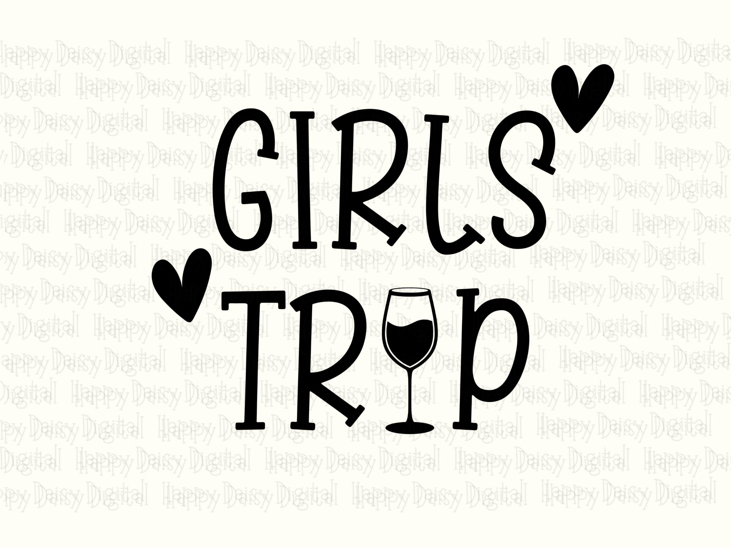 Girls Trip PNG SVG, Wine Glass Design with Hearts, Vacation Bachelorette Sublimation Design - Image 2