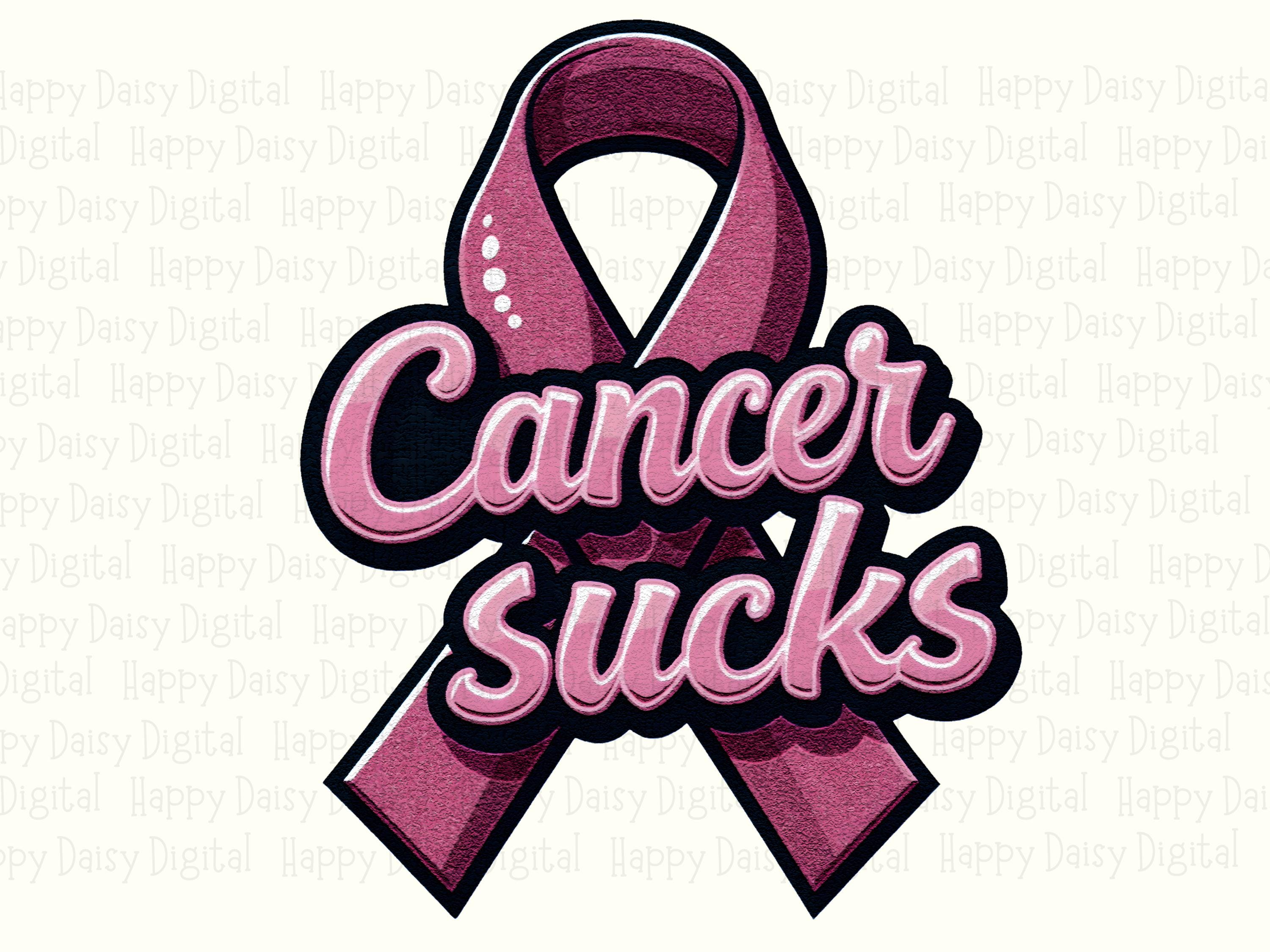 Cancer Sucks PNG Cancer Sucks Ribbon Bold Outline Text Commercial Use POD - Image 2