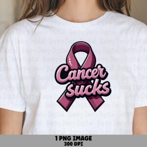 Cancer Sucks PNG Cancer Sucks Ribbon Bold Outline Text Commercial Use POD