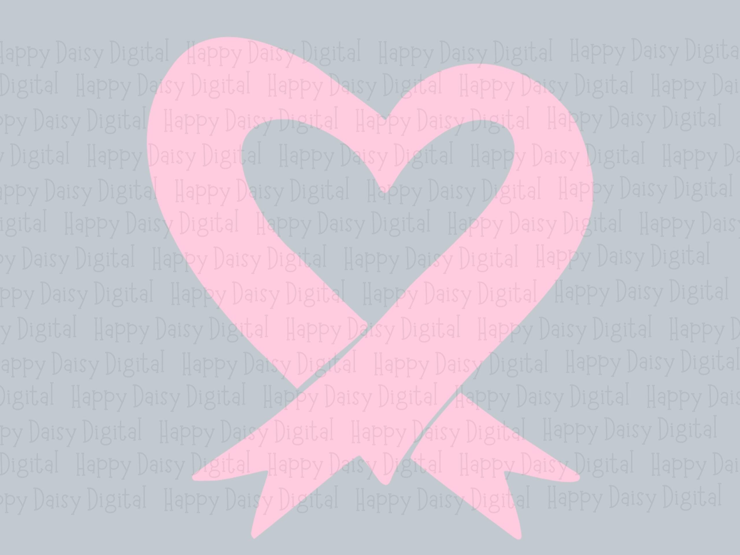 Pink Heart Ribbon SVG PNG Heart Ribbon Design Pink Awareness Design Cricut Silhouette Canva Commercial Use POD - Image 2