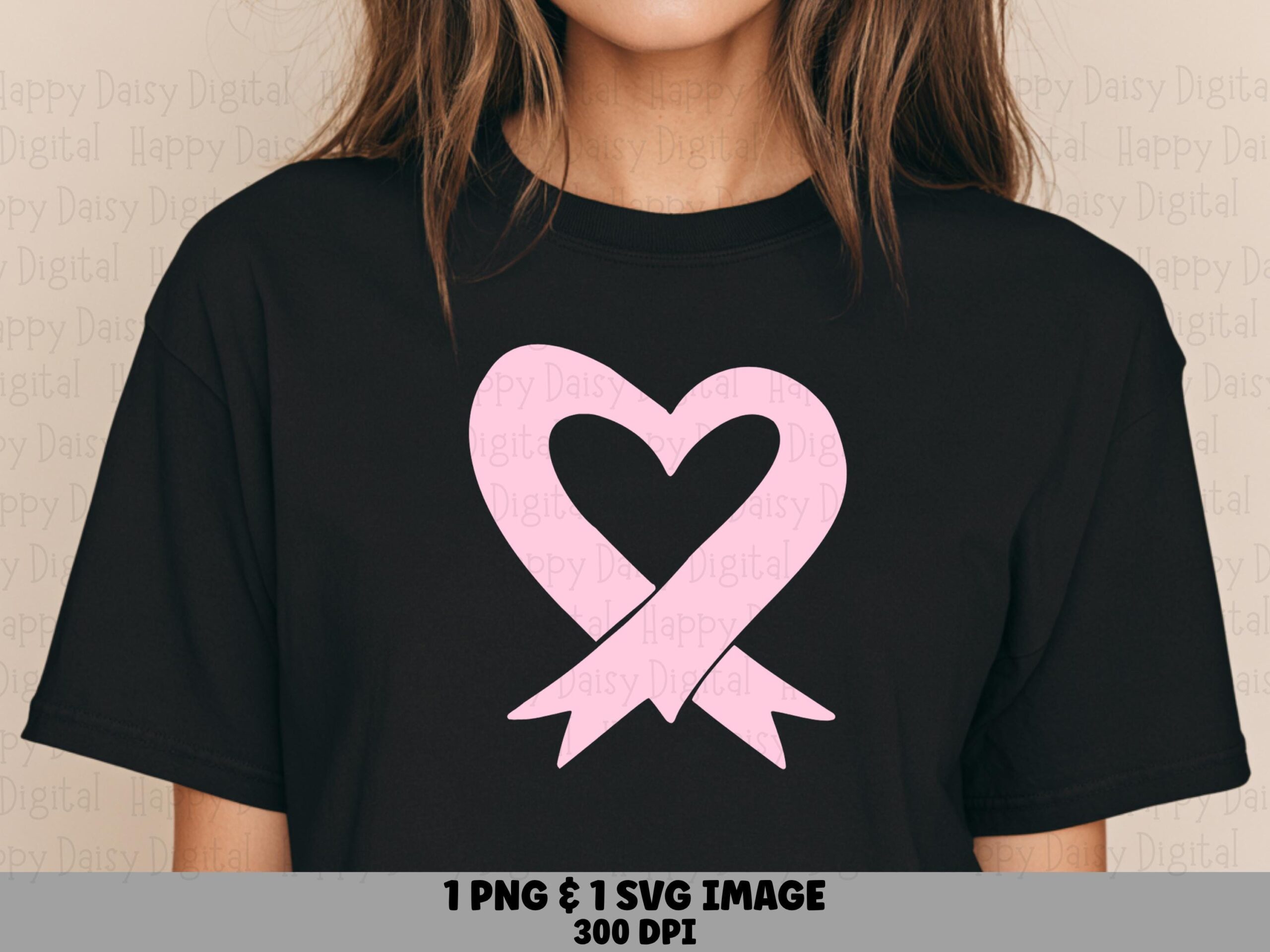 Pink Heart Ribbon SVG PNG Heart Ribbon Design Pink Awareness Design Cricut Silhouette Canva Commercial Use POD