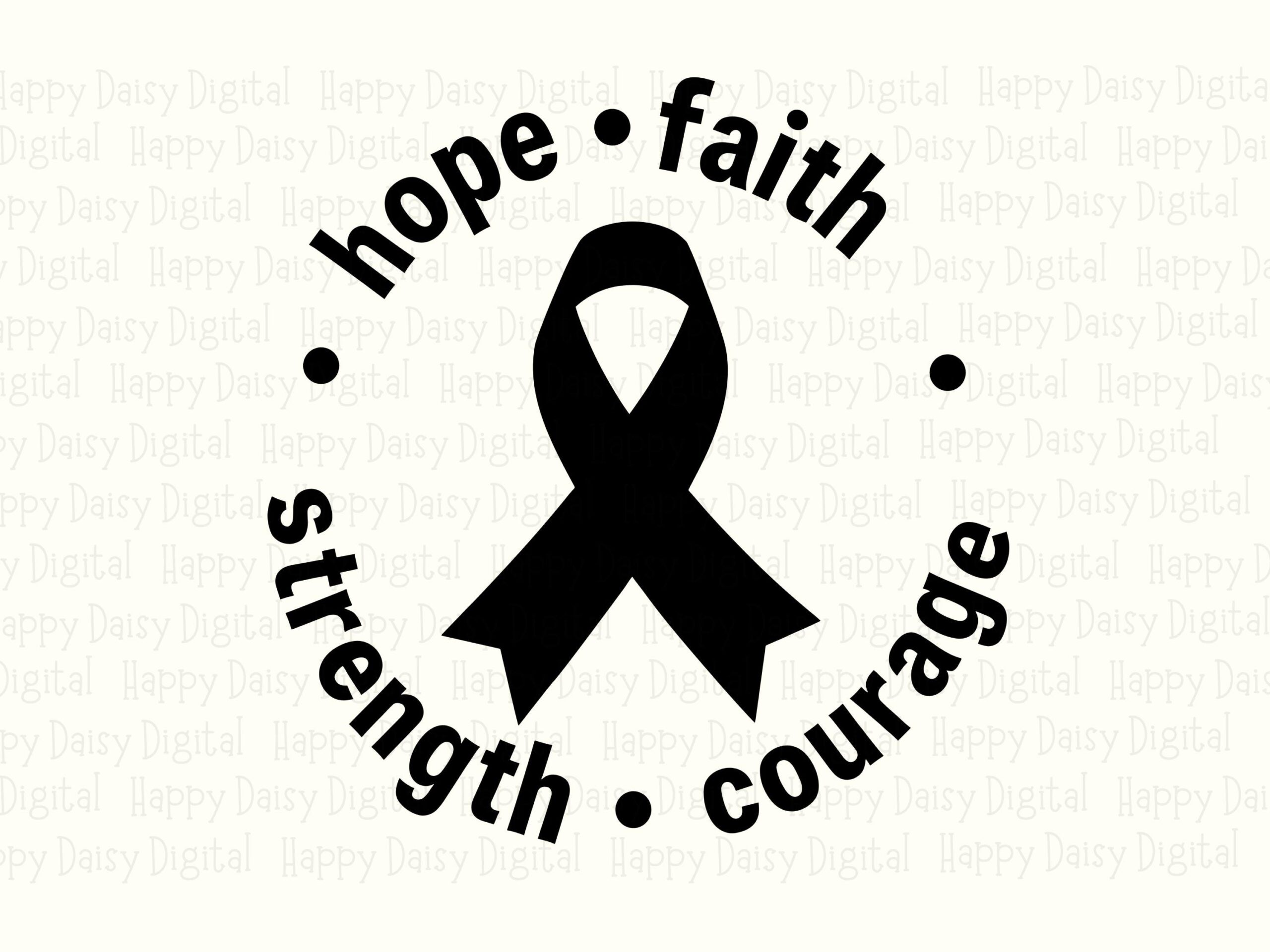 Hope Faith Strength Courage SVG PNG Hope Faith Strength Courage Circle Badge Design Cricut Silhouette Canva Commercial Use POD - Image 2