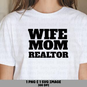 Wife Mom Realtor SVG PNG Wife Mom Realtor Bold Block Text Cricut Silhouette Canva Commercial Use POD