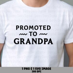 Promoted To Grandpa SVG PNG Promoted To Grandpa Bold Stacked Text Cricut Silhouette Canva Commercial Use POD