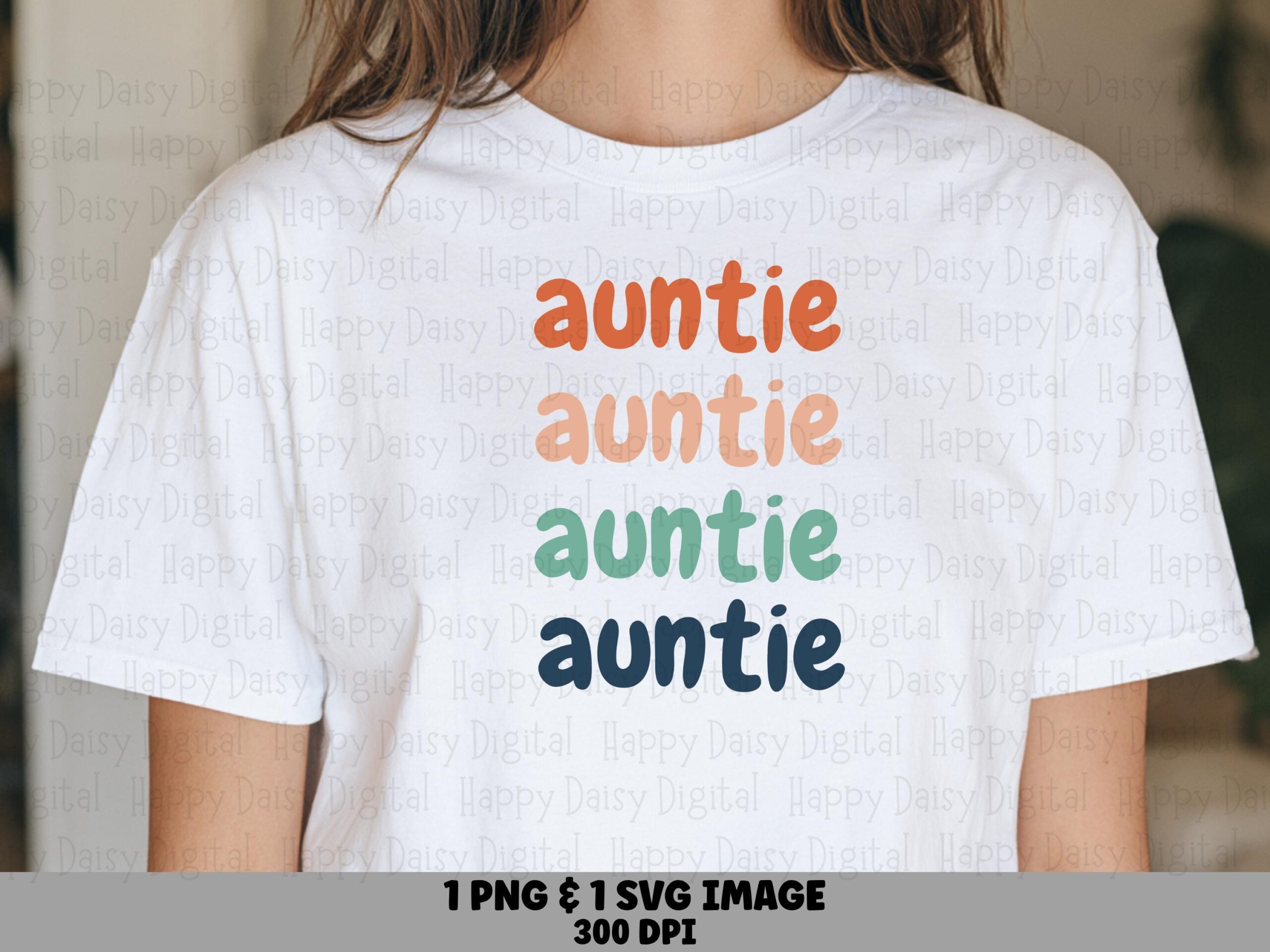 Auntie Color Stack SVG PNG Auntie Color Stack Repeated Text Design Cricut Silhouette Canva Commercial Use POD