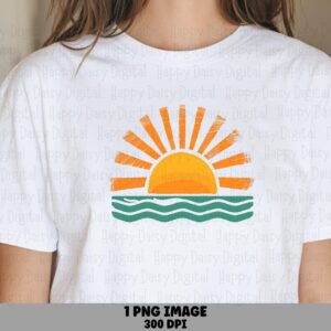 Sunrise Wave PNG Sunrise Design Wave Icon Sublimation Beach Summer Commercial Use POD