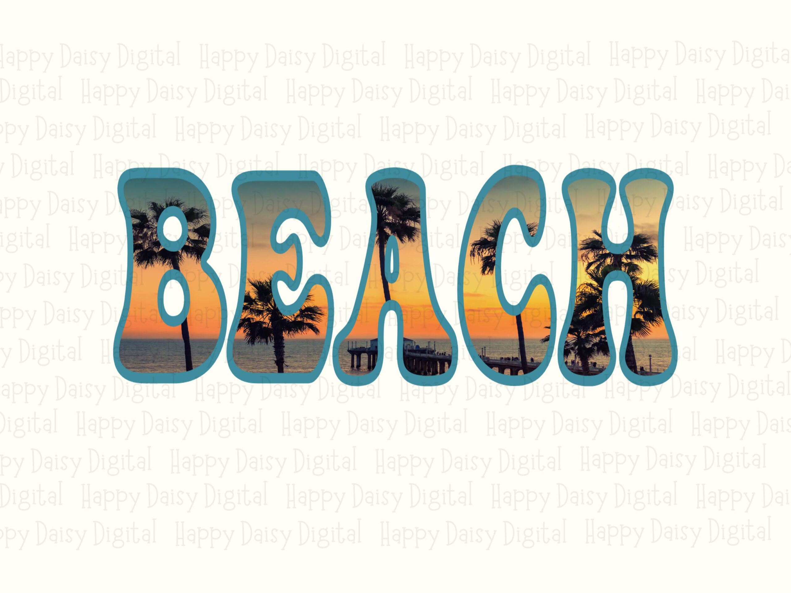 Beach PNG Bold Text Design Beach Lettering Sublimation Beach Summer Commercial Use POD - Image 2