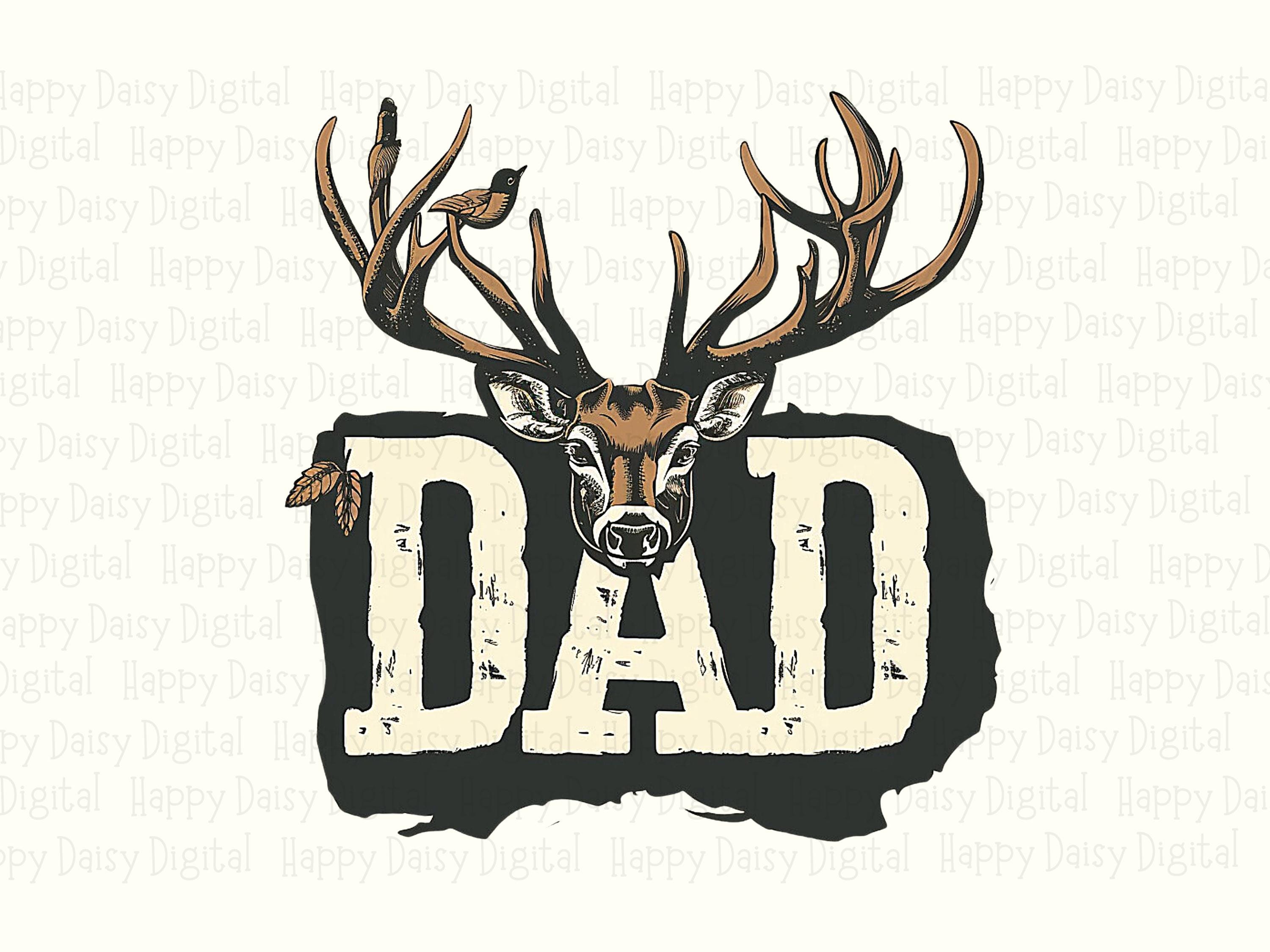 Dad PNG Dad Antler Design Hunting Dad Design Commercial Use POD - Image 2