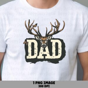 Dad PNG Dad Antler Design Hunting Dad Design Commercial Use POD