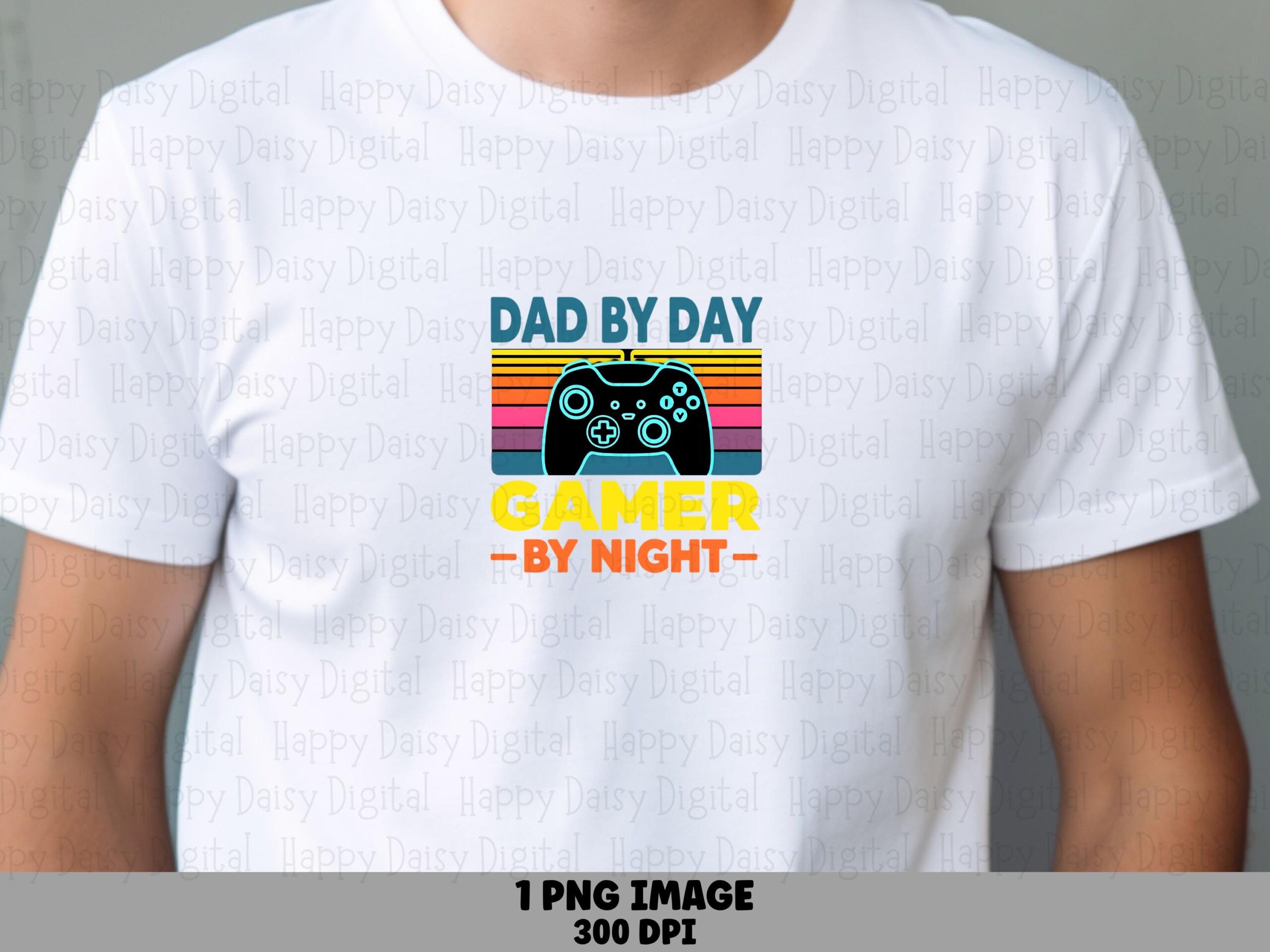 Dad By Day Gamer By Night PNG Gamer Dad Design Retro Badge Commercial Use POD