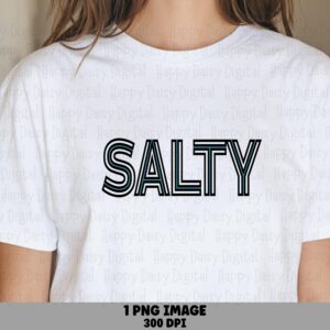 Salty PNG Salty Design Bold Outline Text Sublimation Beach Summer Commercial Use POD