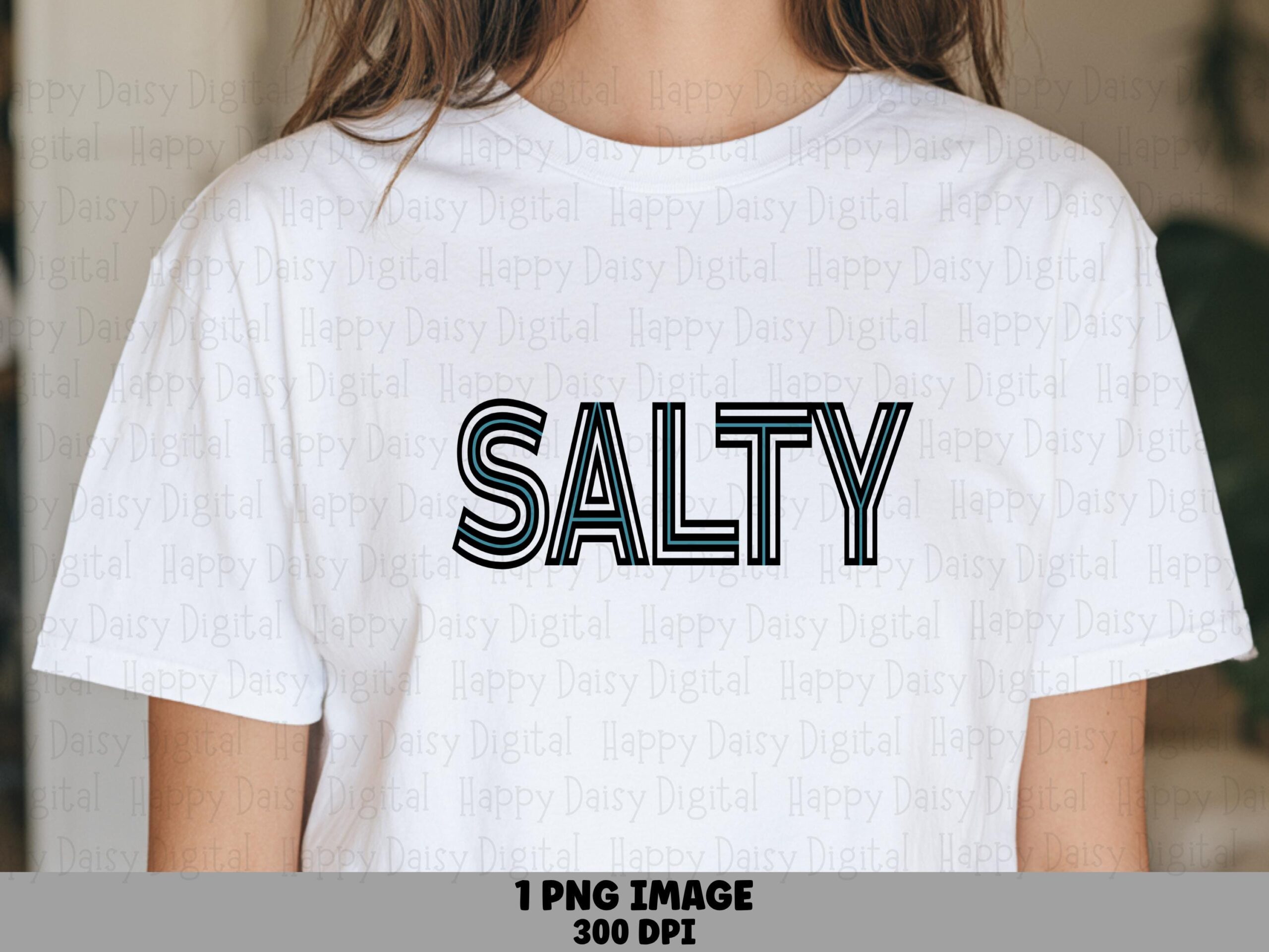 Salty PNG Salty Design Bold Outline Text Sublimation Beach Summer Commercial Use POD