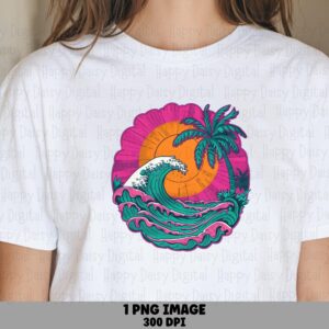 Tropical Wave Circle PNG Tropical Circle Wave Design Sublimation Beach Summer Commercial Use POD