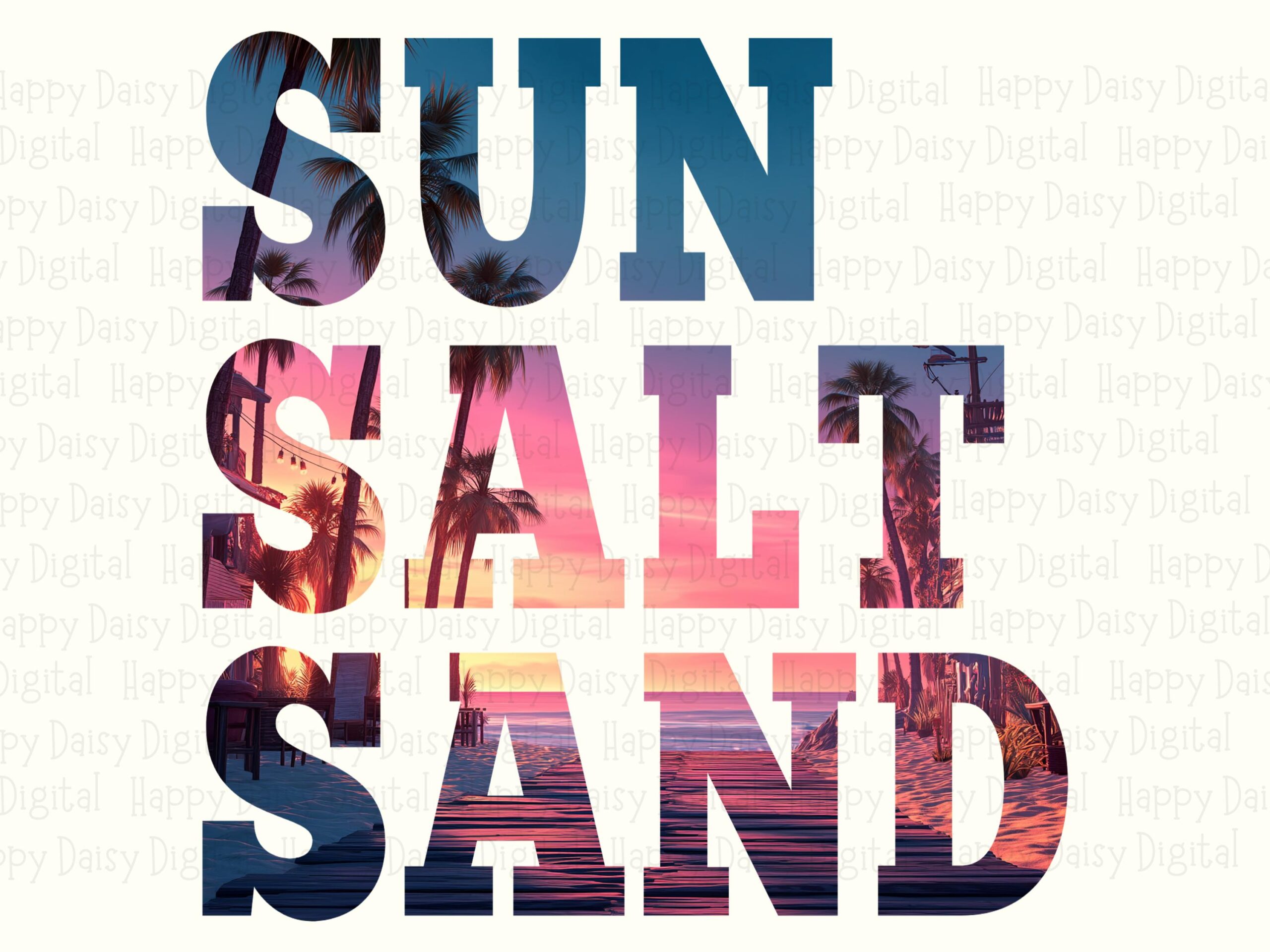 Sun Salt Sand PNG Photo Fill Beach Text Sublimation Design Commercial Use POD - Image 2