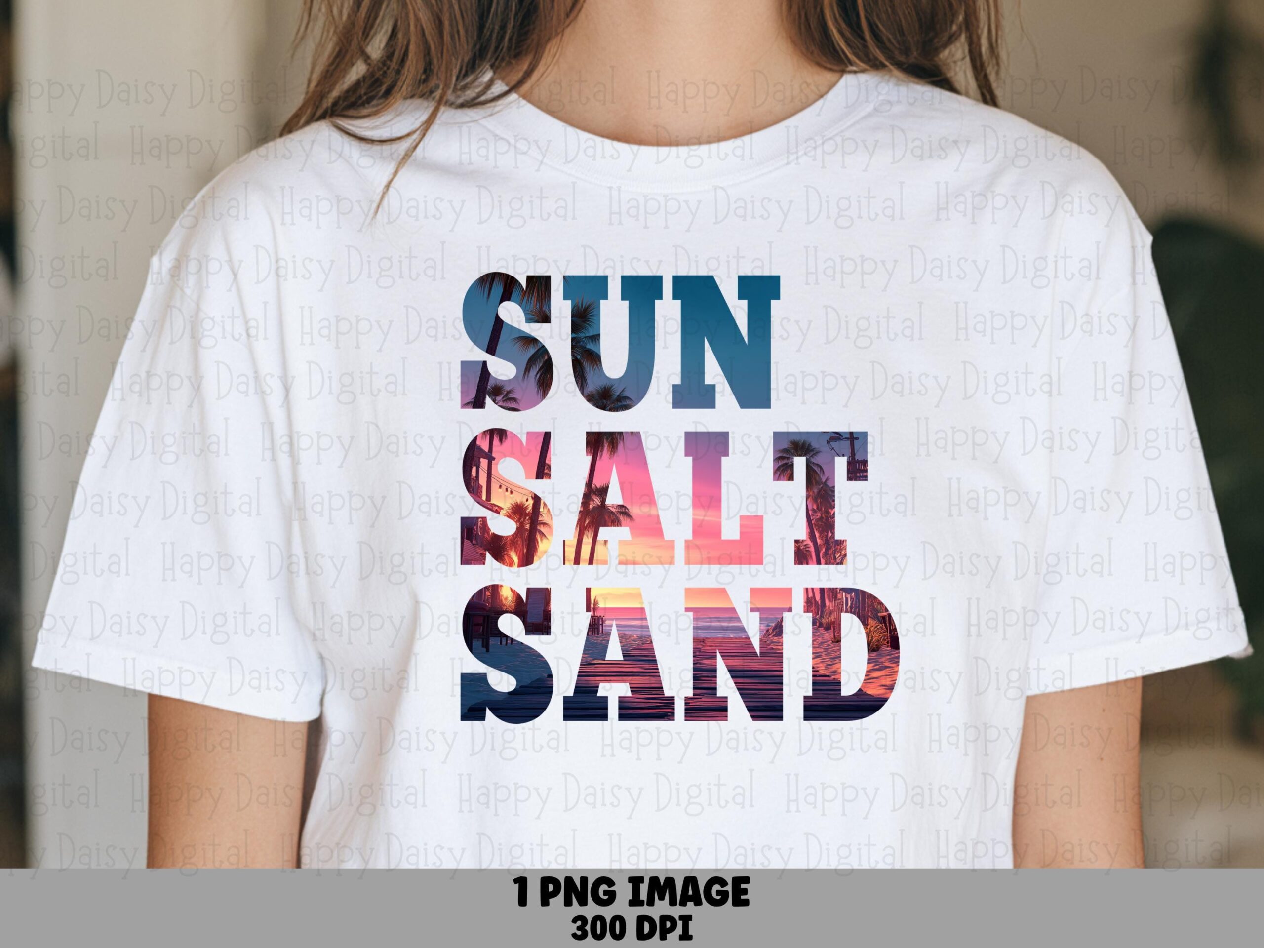 Sun Salt Sand PNG Photo Fill Beach Text Sublimation Design Commercial Use POD