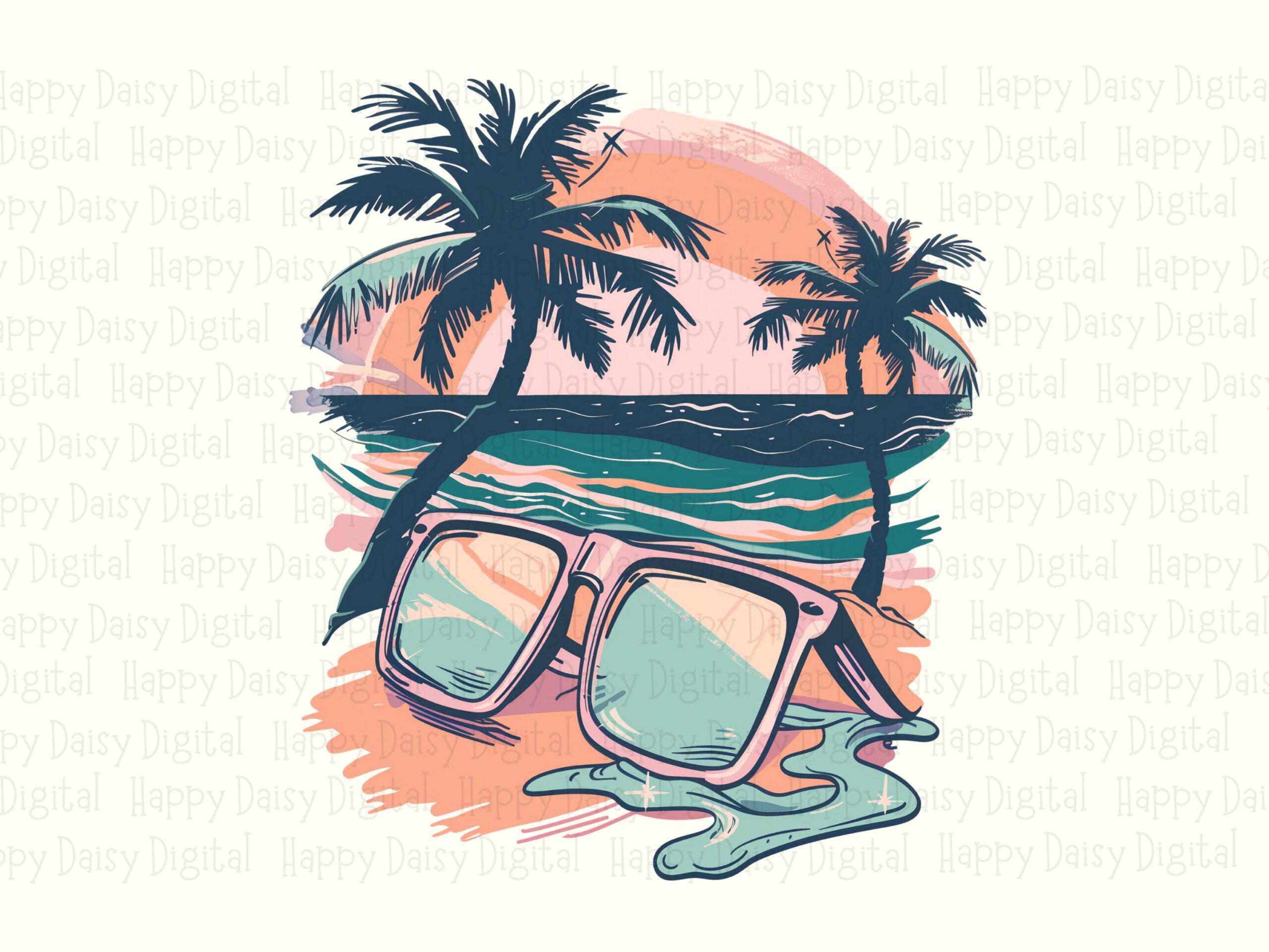 Beach Sunglasses Reflection PNG Sunglasses Design Sublimation Design Beach Summer Commercial Use POD - Image 2