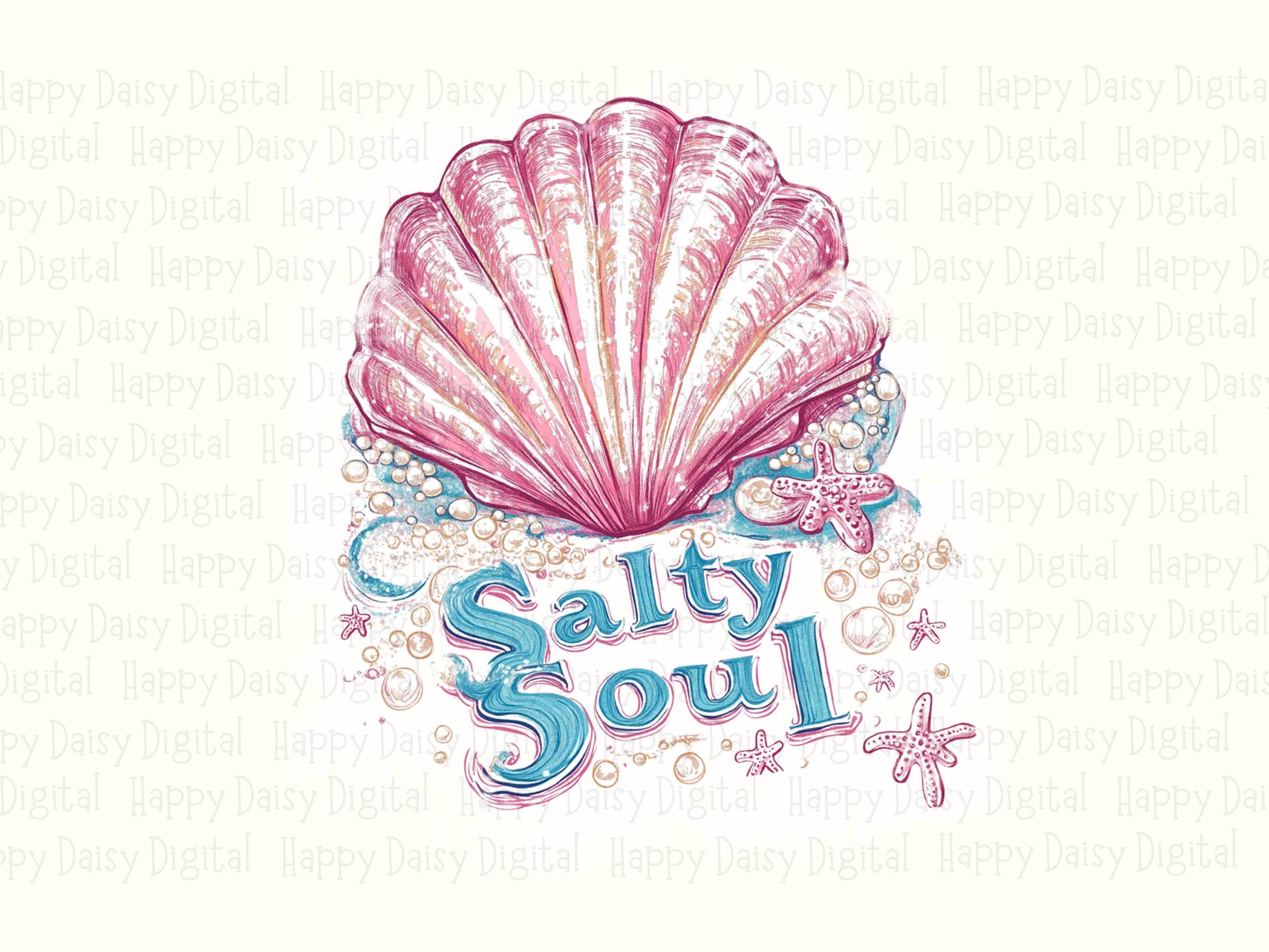 Salty Soul PNG Seashell Design Sublimation Design Beach Summer Commercial Use POD - Image 2
