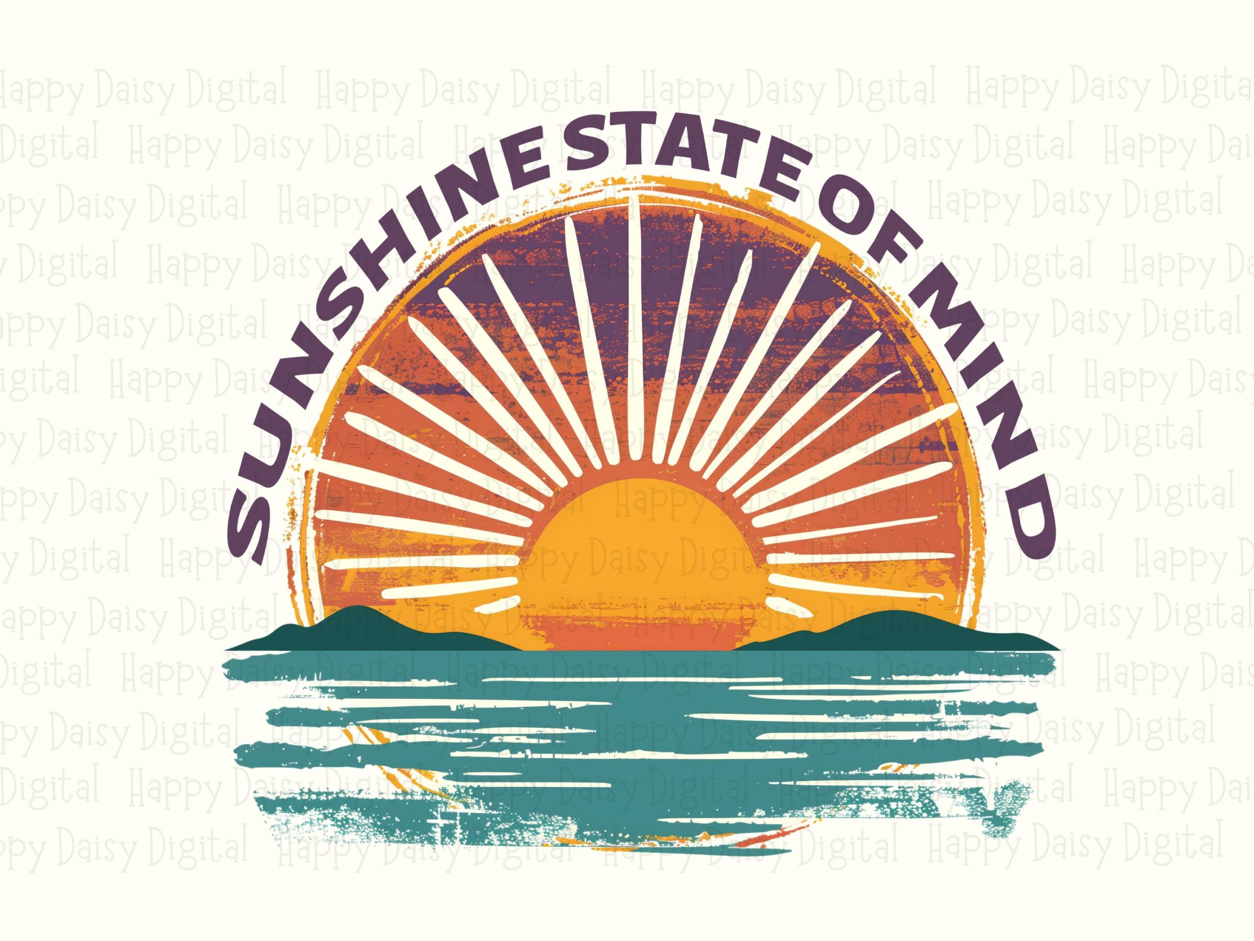 Sunshine State Of Mind PNG Sunburst Badge Sublimation Design Beach Summer Commercial Use POD - Image 2