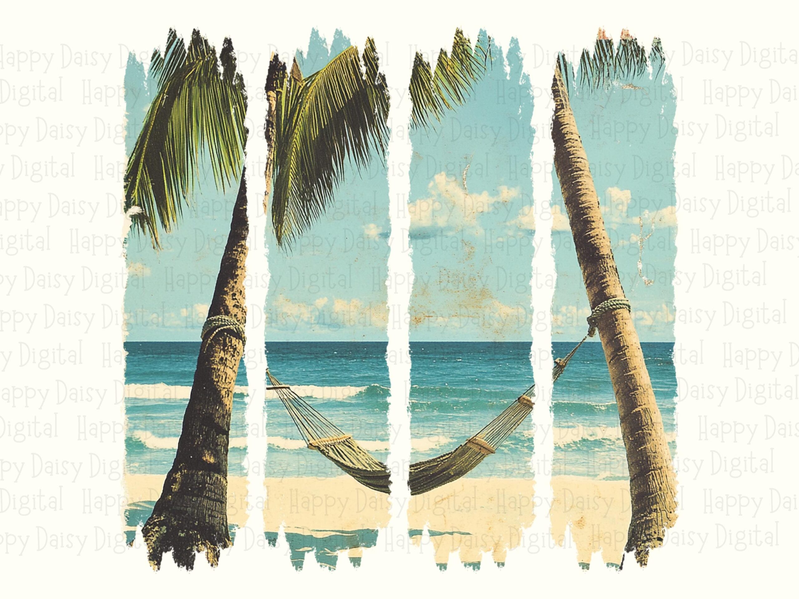 Palm Hammock Strip PNG Photo Strip Design Sublimation Design Beach Summer Commercial Use POD - Image 2