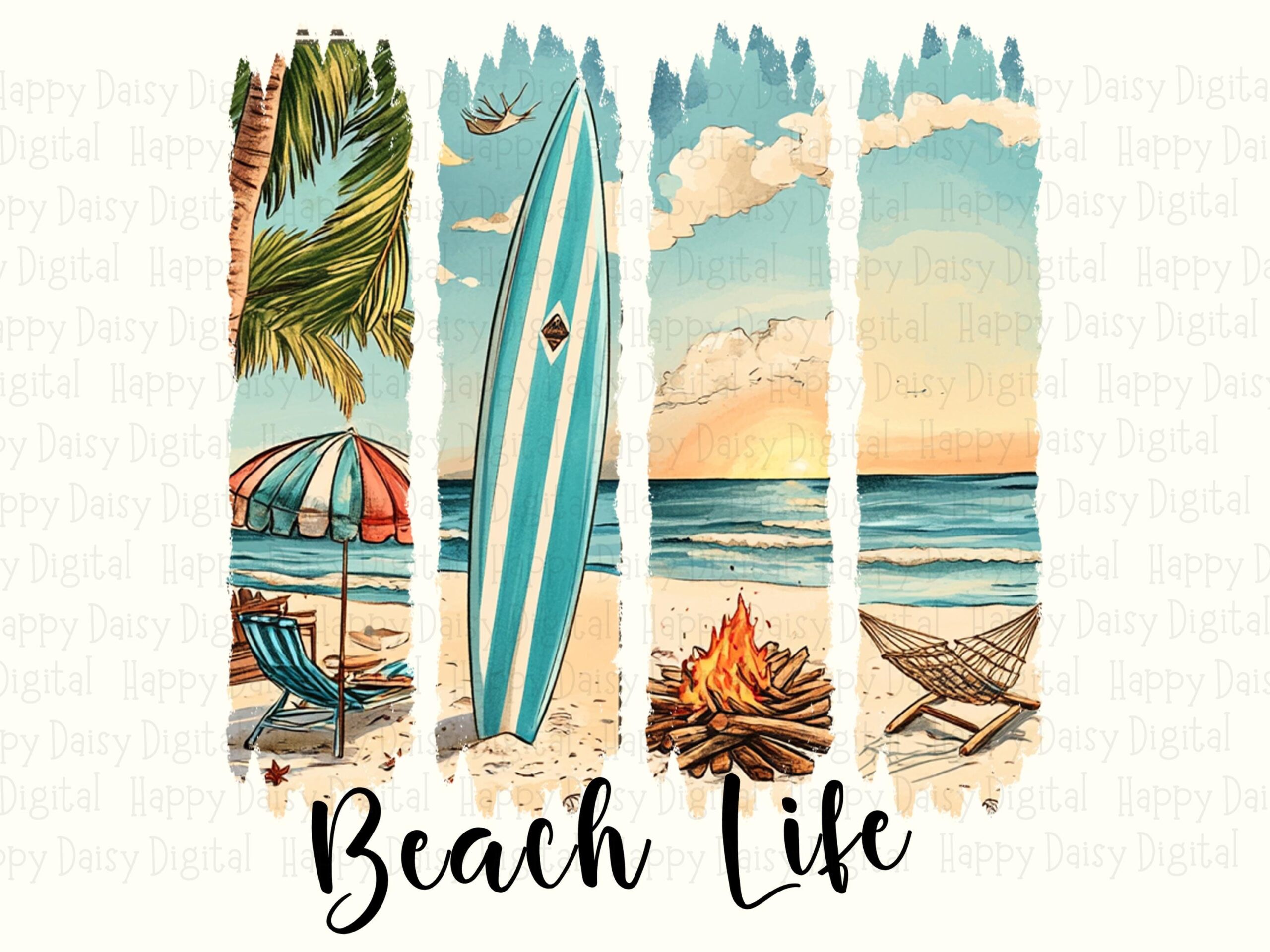 Beach Life PNG Photo Strip Design Sublimation Design Beach Summer Commercial Use POD - Image 2