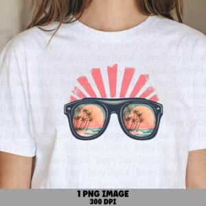 Beach Sunglasses Sunburst PNG Sunglasses Design Sublimation Design Beach Summer Commercial Use POD