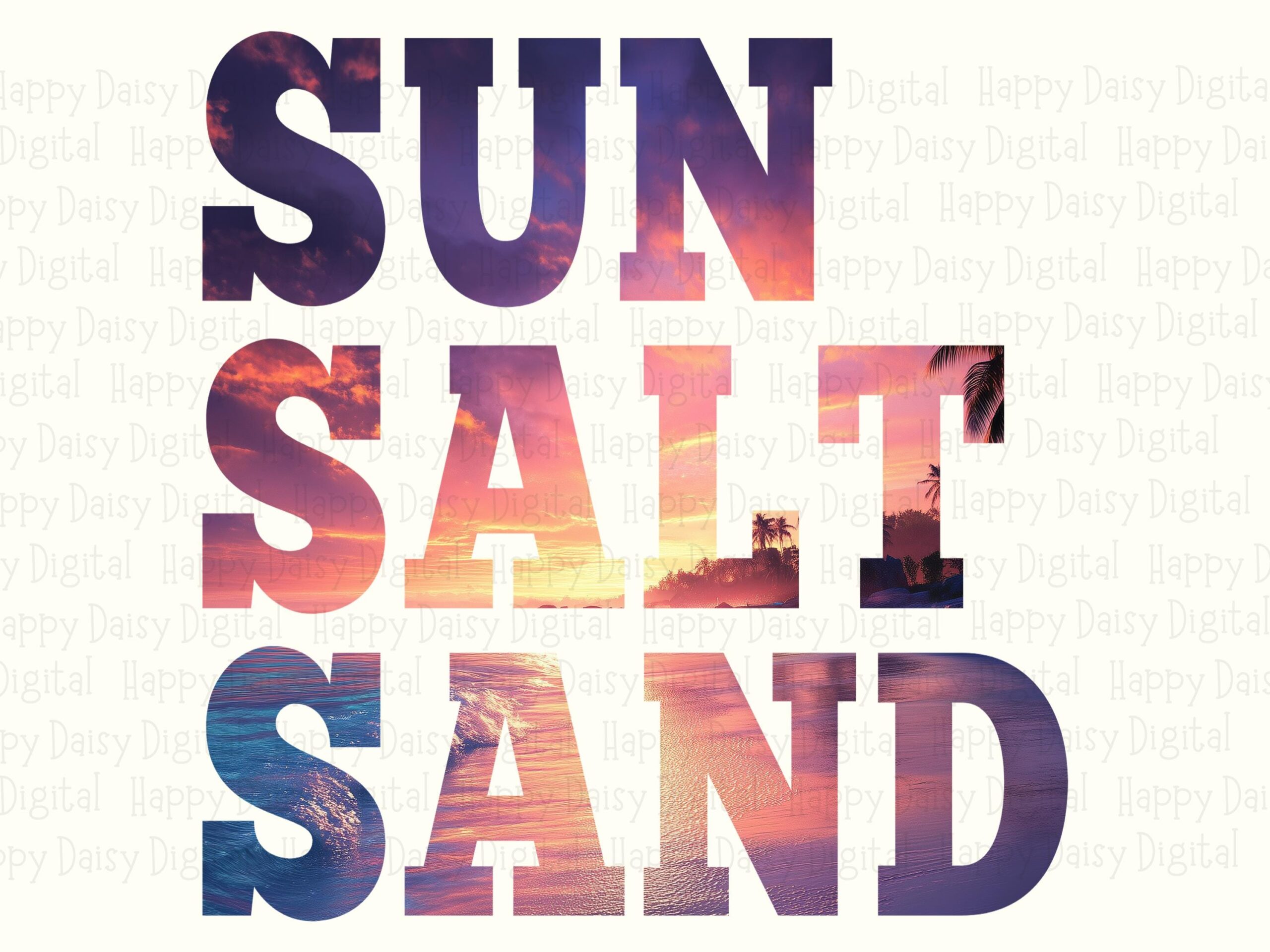 Sun Salt Sand PNG Gradient Text Sublimation Design Beach Summer Commercial Use POD - Image 2
