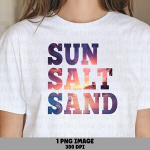 Sun Salt Sand PNG Gradient Text Sublimation Design Beach Summer Commercial Use POD