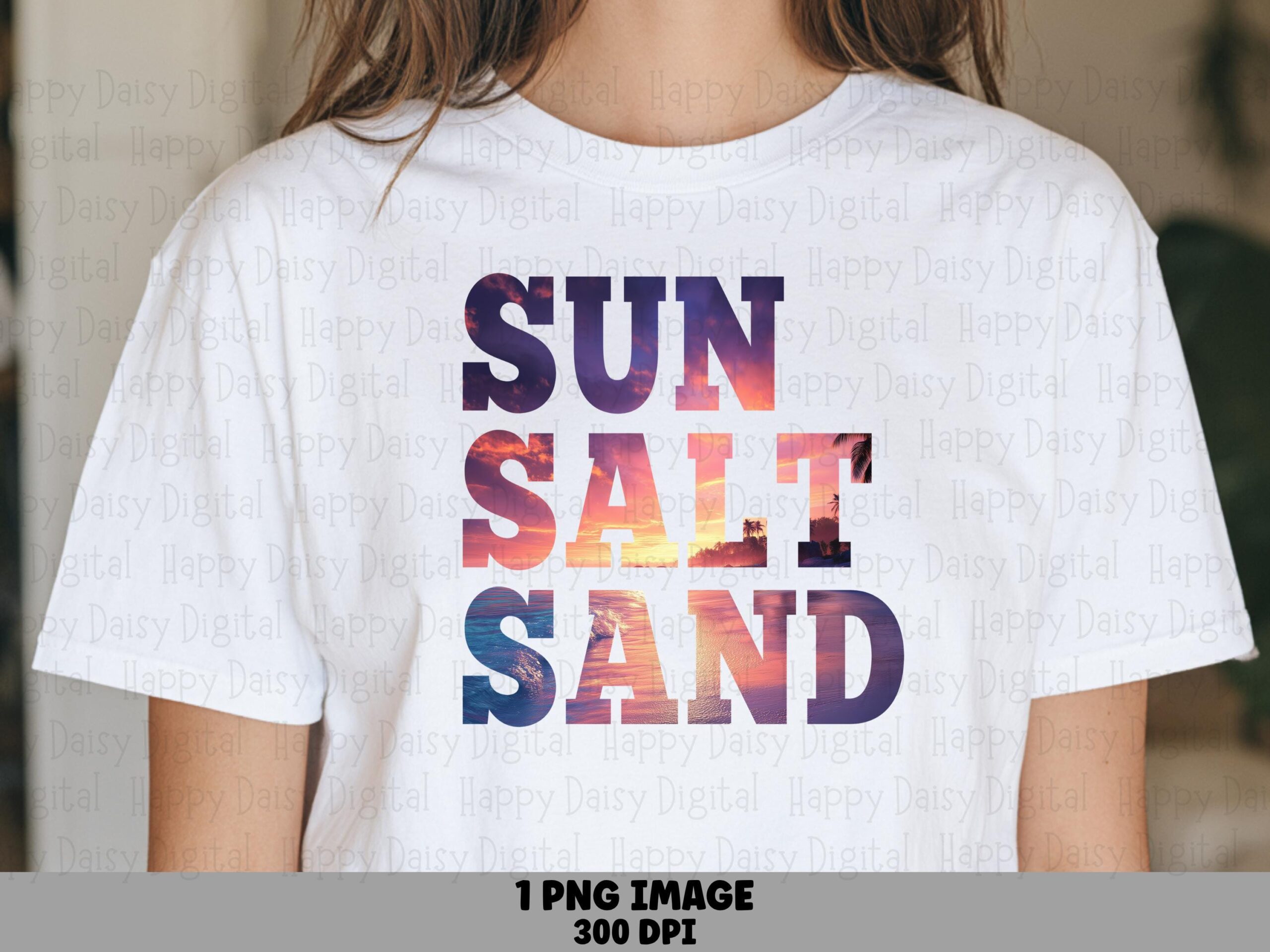 Sun Salt Sand PNG Gradient Text Sublimation Design Beach Summer Commercial Use POD