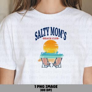 Salty Mom's Beach Club PNG Beach Club Badge Sublimation Design Beach Summer Commercial Use POD