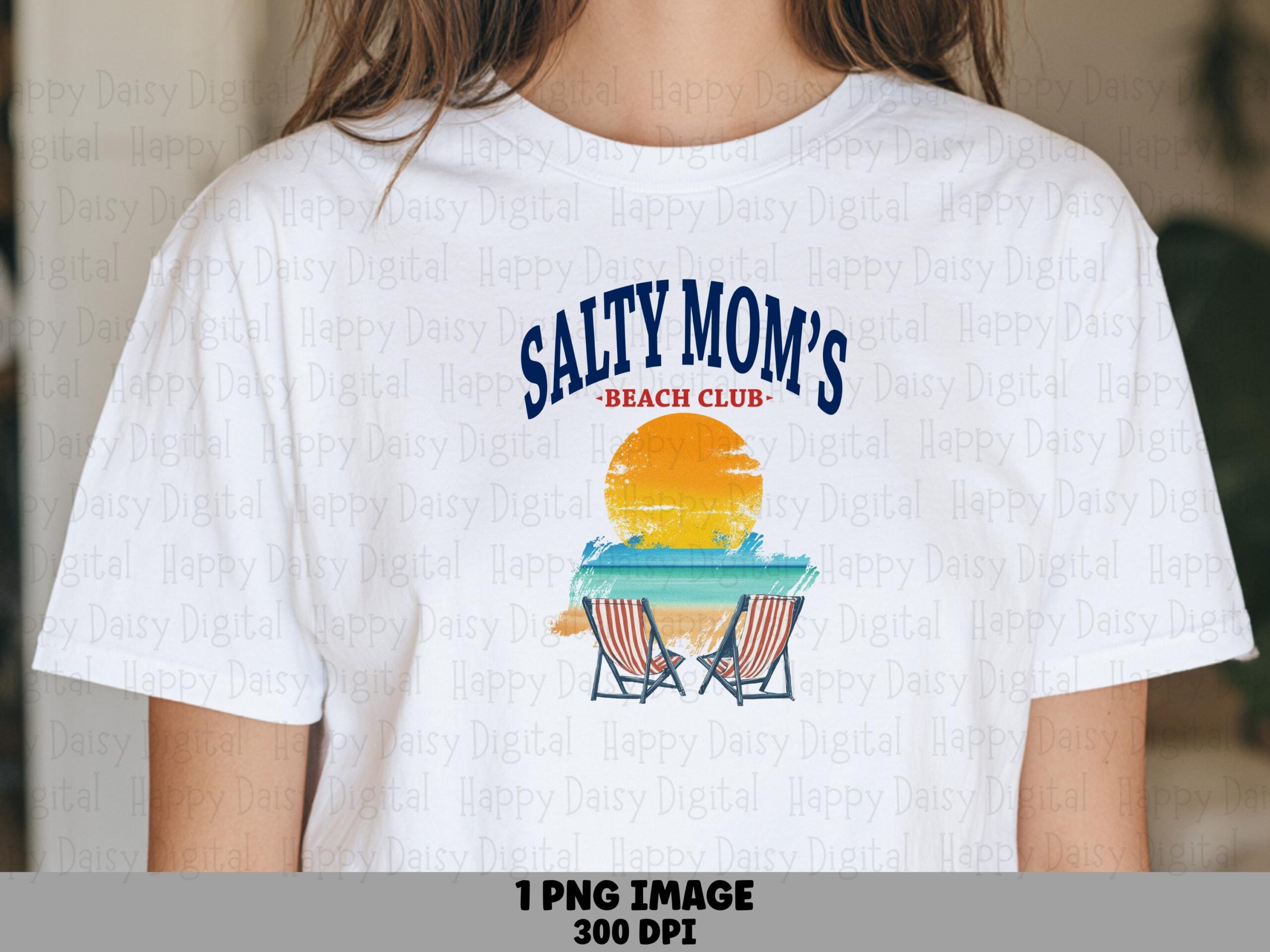 Salty Mom's Beach Club PNG Beach Club Badge Sublimation Design Beach Summer Commercial Use POD