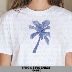 Blue Palm Silhouette SVG PNG Blue Palm Design Gradient Silhouette Sublimation Cricut Silhouette Canva Commercial Use POD