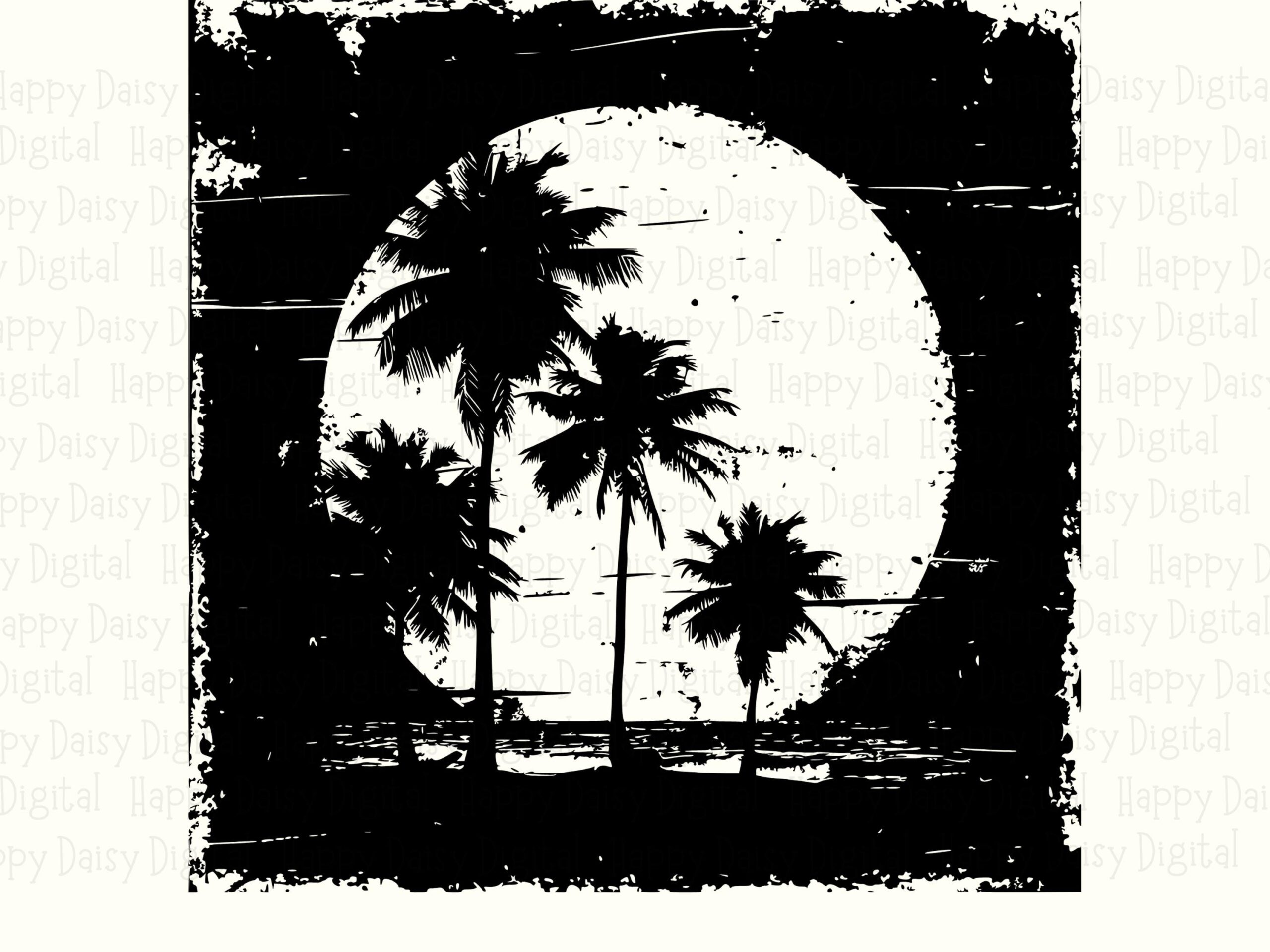 Distressed Palm Circle SVG PNG Distressed Design Palm Circle Badge Sublimation Cricut Silhouette Canva Commercial Use POD - Image 2