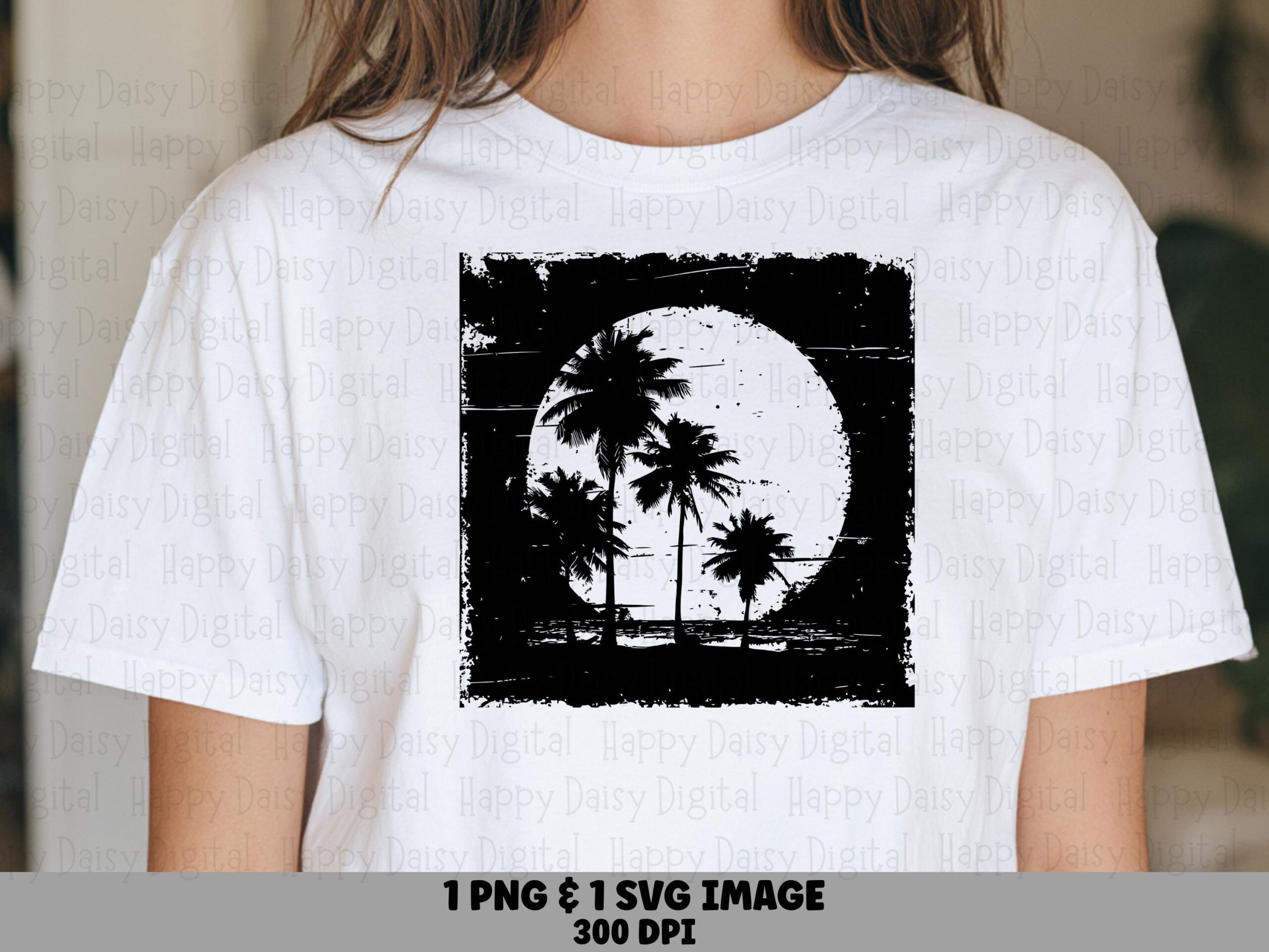 Distressed Palm Circle SVG PNG Distressed Design Palm Circle Badge Sublimation Cricut Silhouette Canva Commercial Use POD