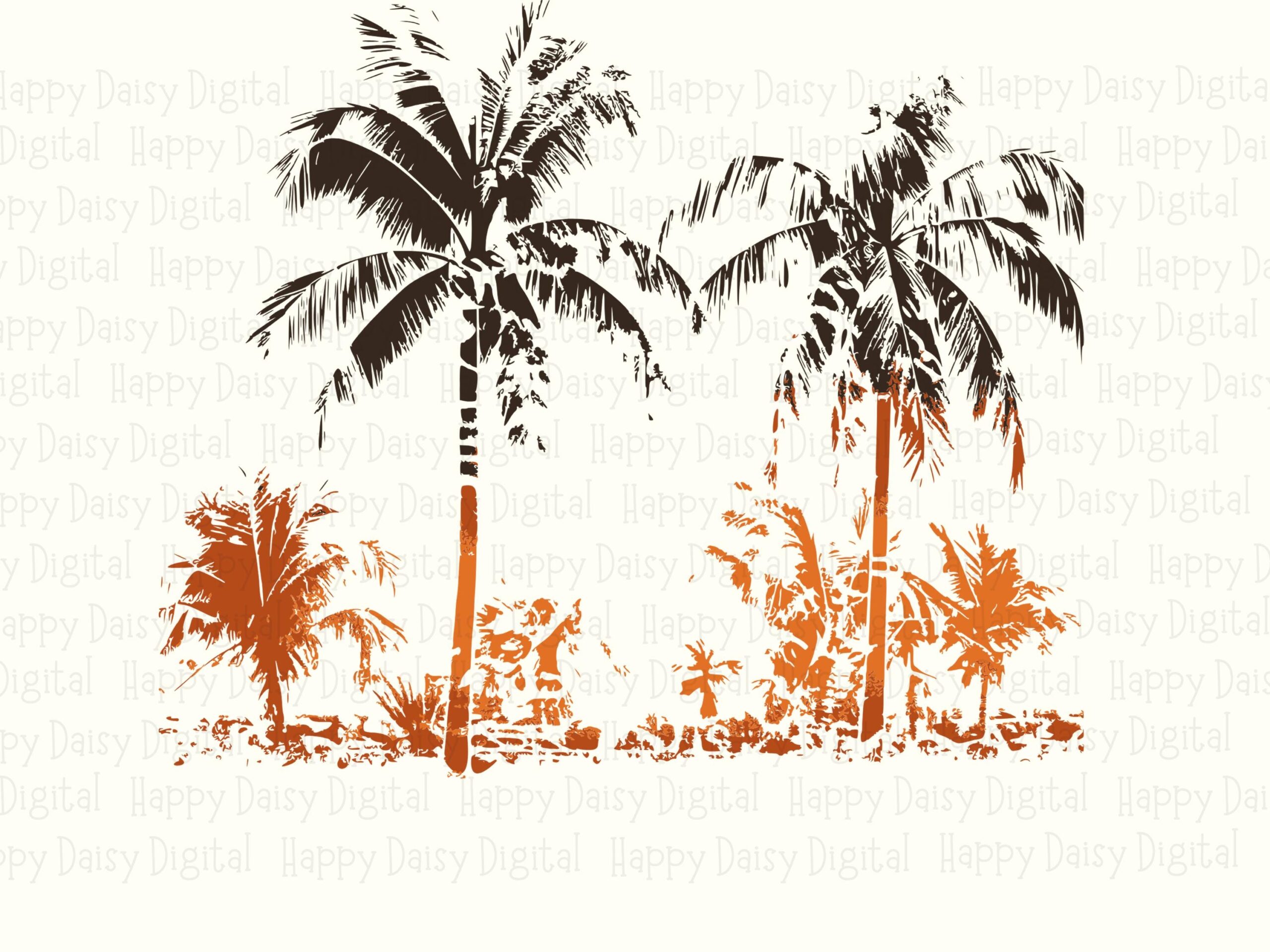 Distressed Palm Trees SVG PNG Distressed Palm Design Brown Tone Illustration Sublimation Cricut Silhouette Canva Commercial Use POD - Image 2